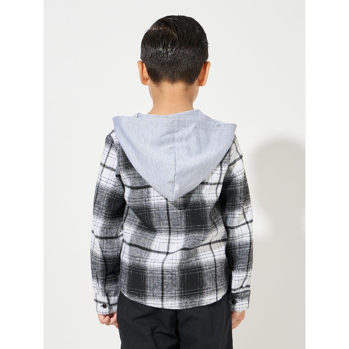 Styli Plaid Button Front Casual Hoodie-boys-clothing-winterwear-sweatshirts-image-4