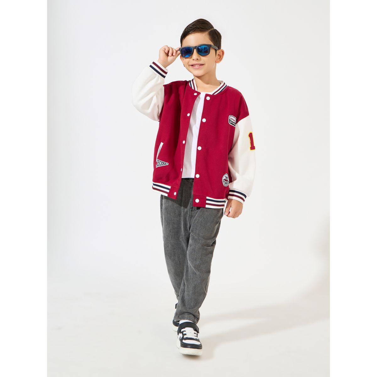 Styli Color Block Patch Detail Jacket with Snap Button-boys-clothing-jacketsandcoats-image-3