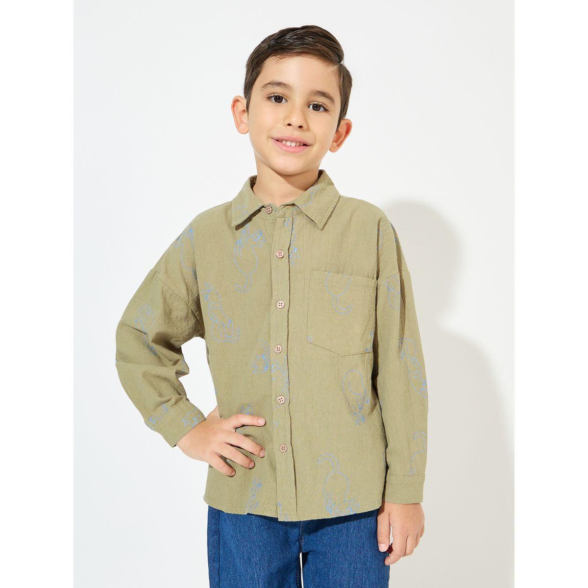 Styli Printed Patch Pocket Shirt with Buttons-boys-clothing-shirts-image-1