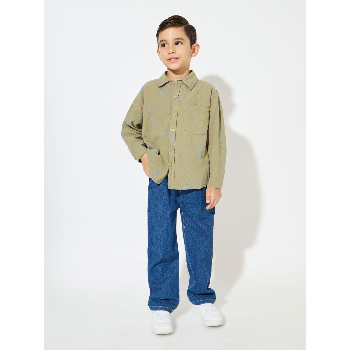 Styli Printed Patch Pocket Shirt with Buttons-boys-clothing-shirts-image-2