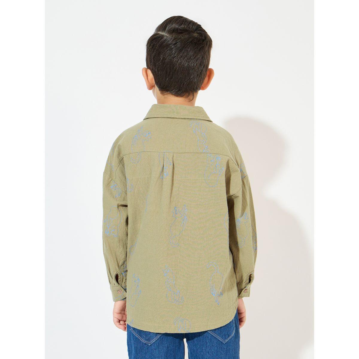 Styli Printed Patch Pocket Shirt with Buttons-boys-clothing-shirts-image-4