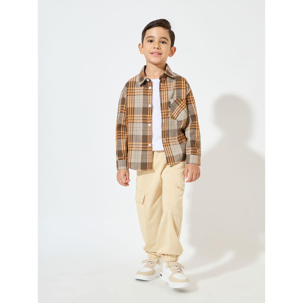 قميص مطبع بنمط مربعات مع ازرار غلق-boys-clothing-shirts-image-2