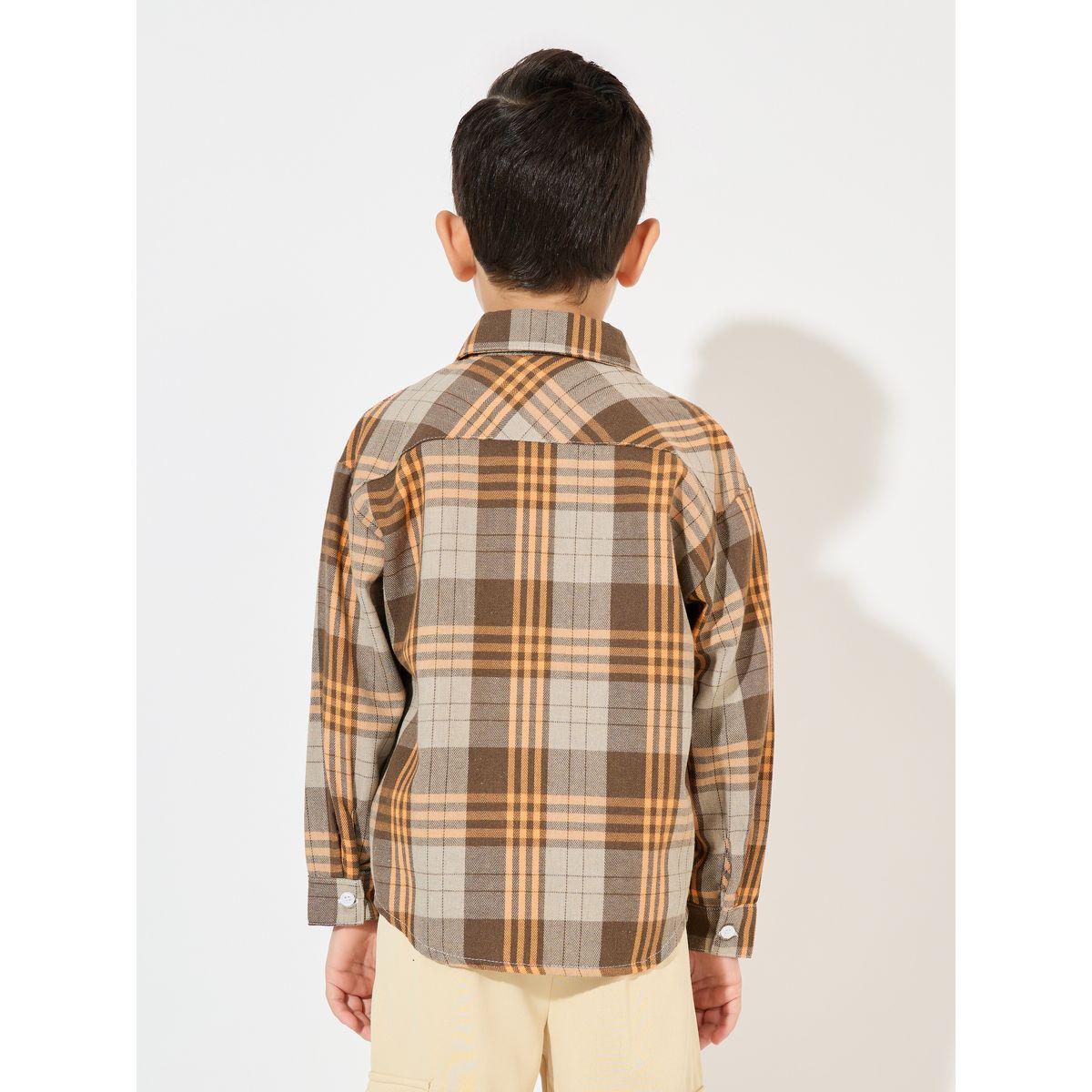Styli Plaid Print Button Front Casual Shirt-boys-clothing-shirts-image-4
