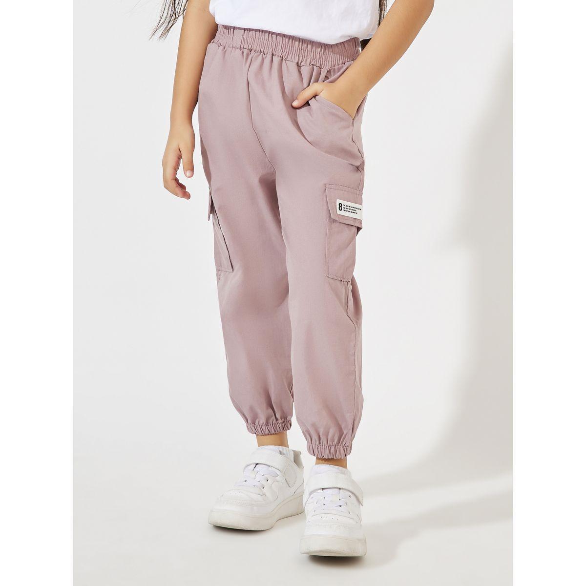 Styli Solid Patch Pocket Cargo Pants with Elasticated Cuff-girls-clothing-bottoms-trousers-image-1