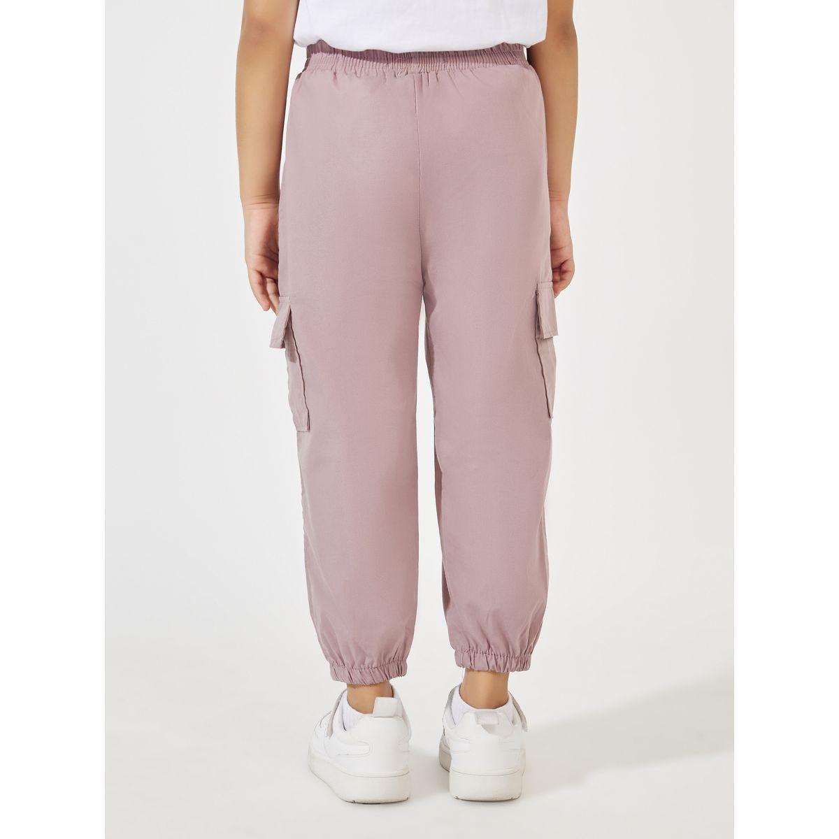 Styli Solid Patch Pocket Cargo Pants with Elasticated Cuff-girls-clothing-bottoms-trousers-image-4