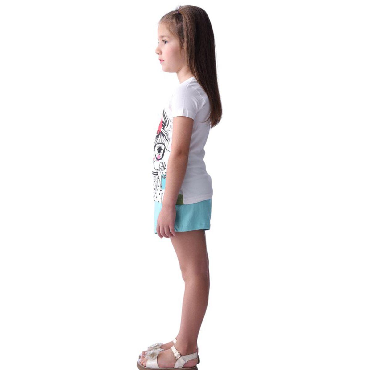 مجموعة من شورت مع تيشيرت بطبعة جرافيك فيكتور آند جين × ستايلي-girls-clothing-setsandcoords-image-4