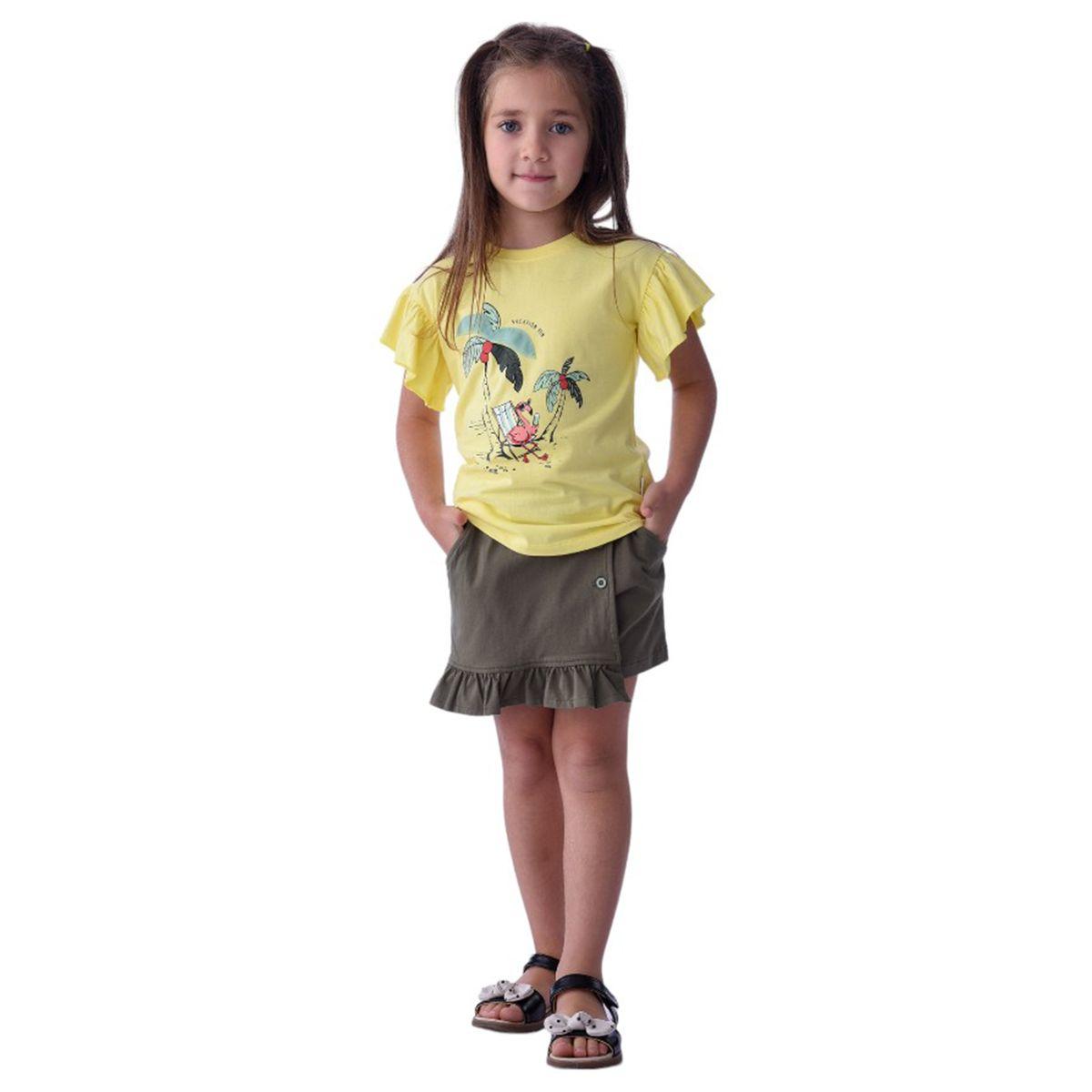 مجموعة من سكورت مع تيشيرت بطبعة فلامنجو فيكتور آند جين × ستايلي-girls-clothing-setsandcoords-image-1