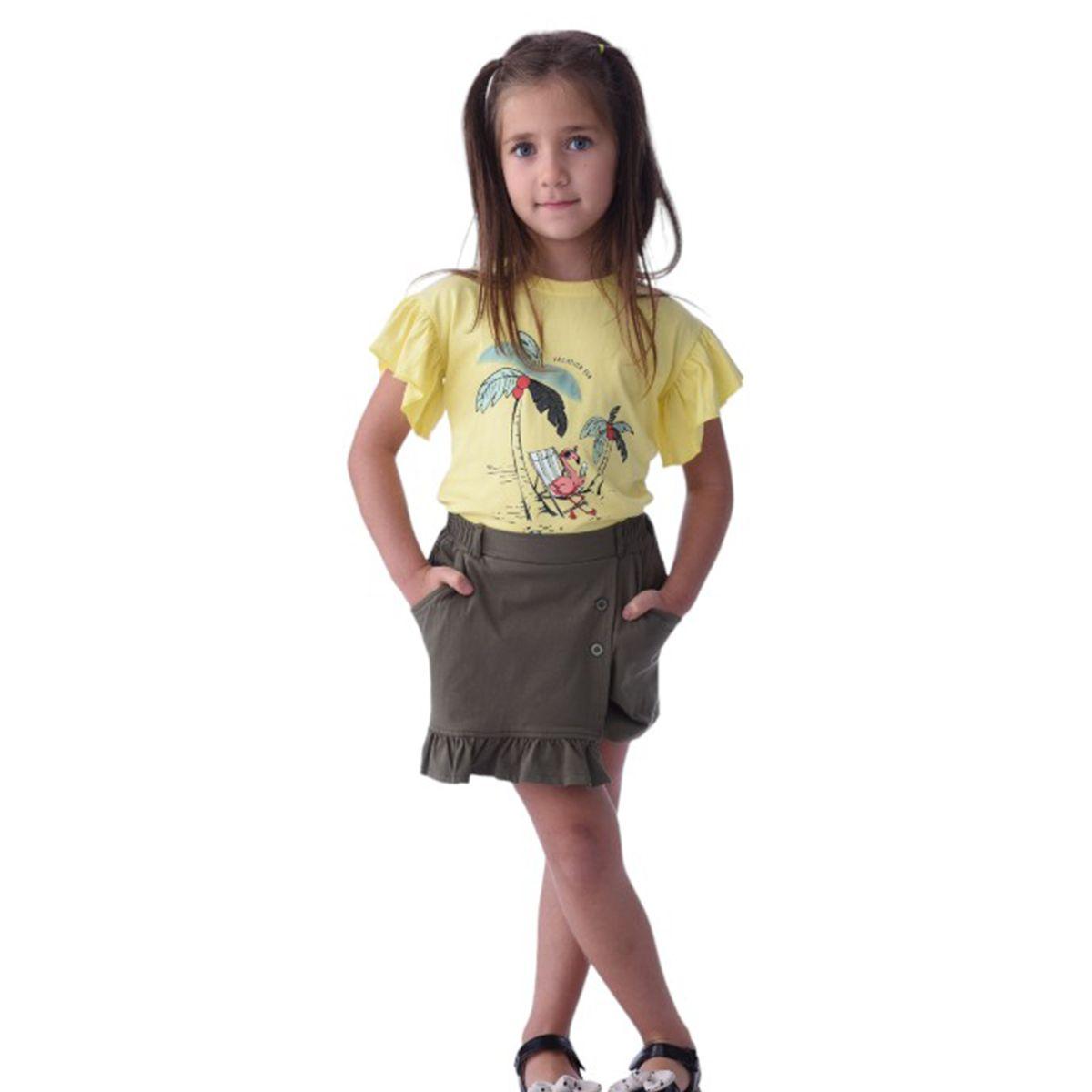 Victor and Jane X Styli  Flamingo Print Frill Sleeve T-Shirt & Skorts Set-girls-clothing-setsandcoords-image-6