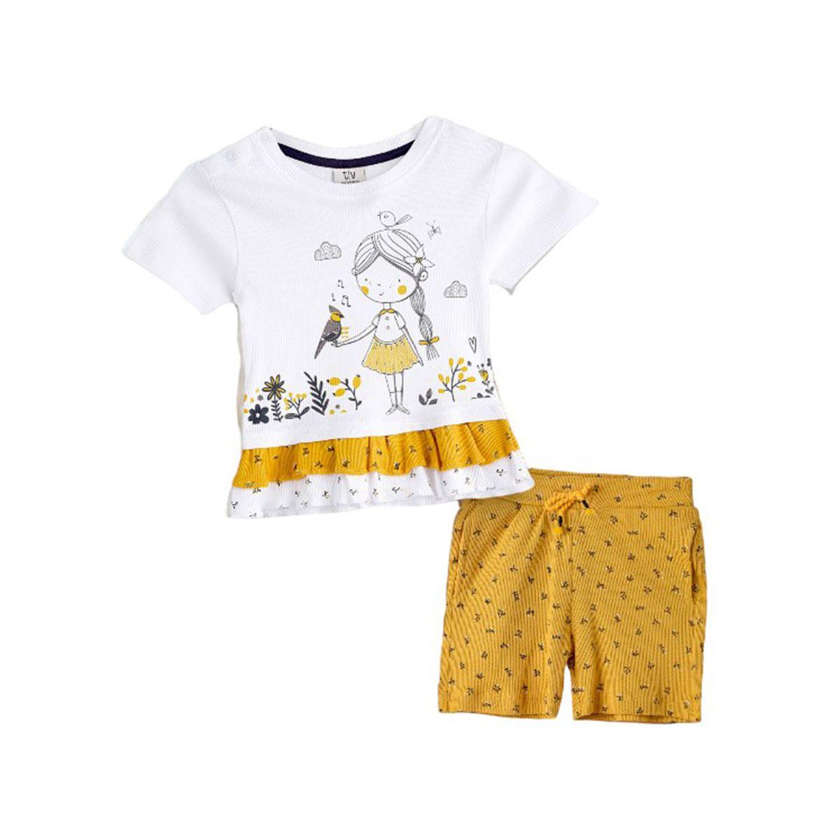 مجموعة من شورت وبلوزة مزينة بطبقات فيكتور آند جين × ستايلي-girls-clothing-setsandcoords-image-1