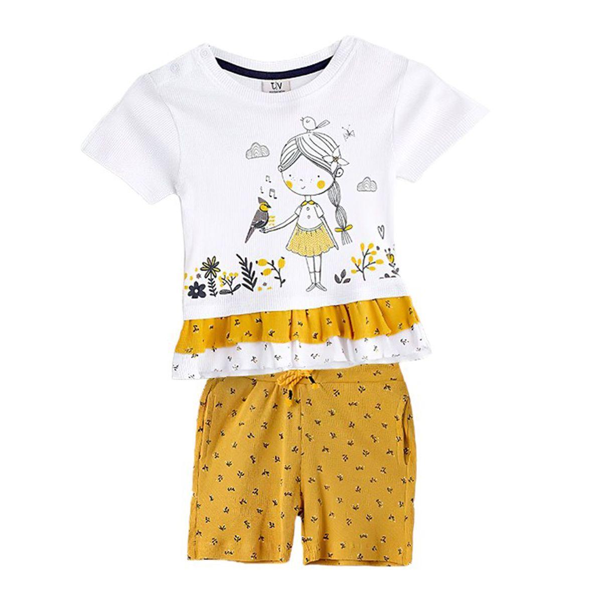 مجموعة من شورت وبلوزة مزينة بطبقات فيكتور آند جين × ستايلي-girls-clothing-setsandcoords-image-2