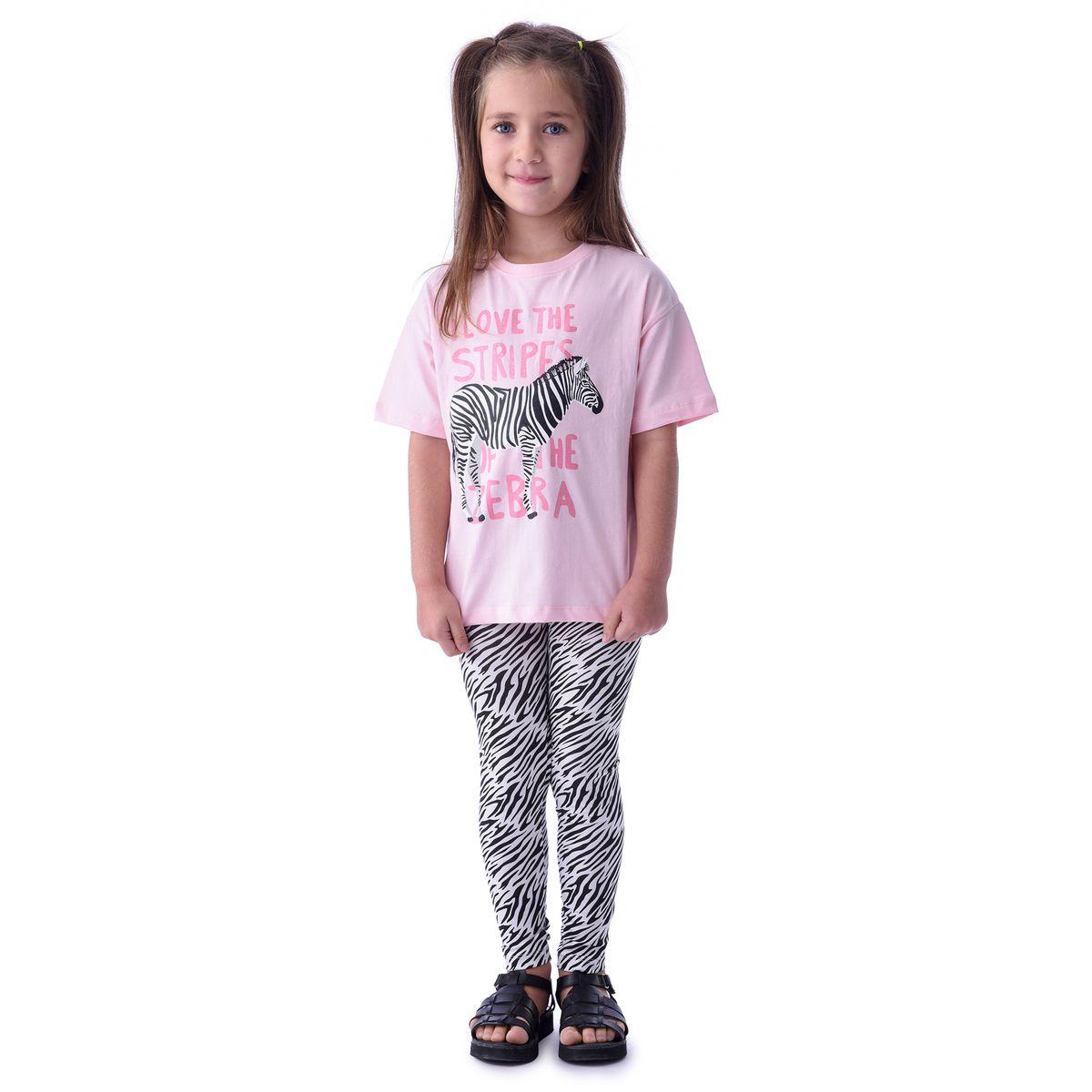 Victor and Jane X Styli  Zebra Print T-Shirt & Leggings Set-girls-clothing-setsandcoords-image-1