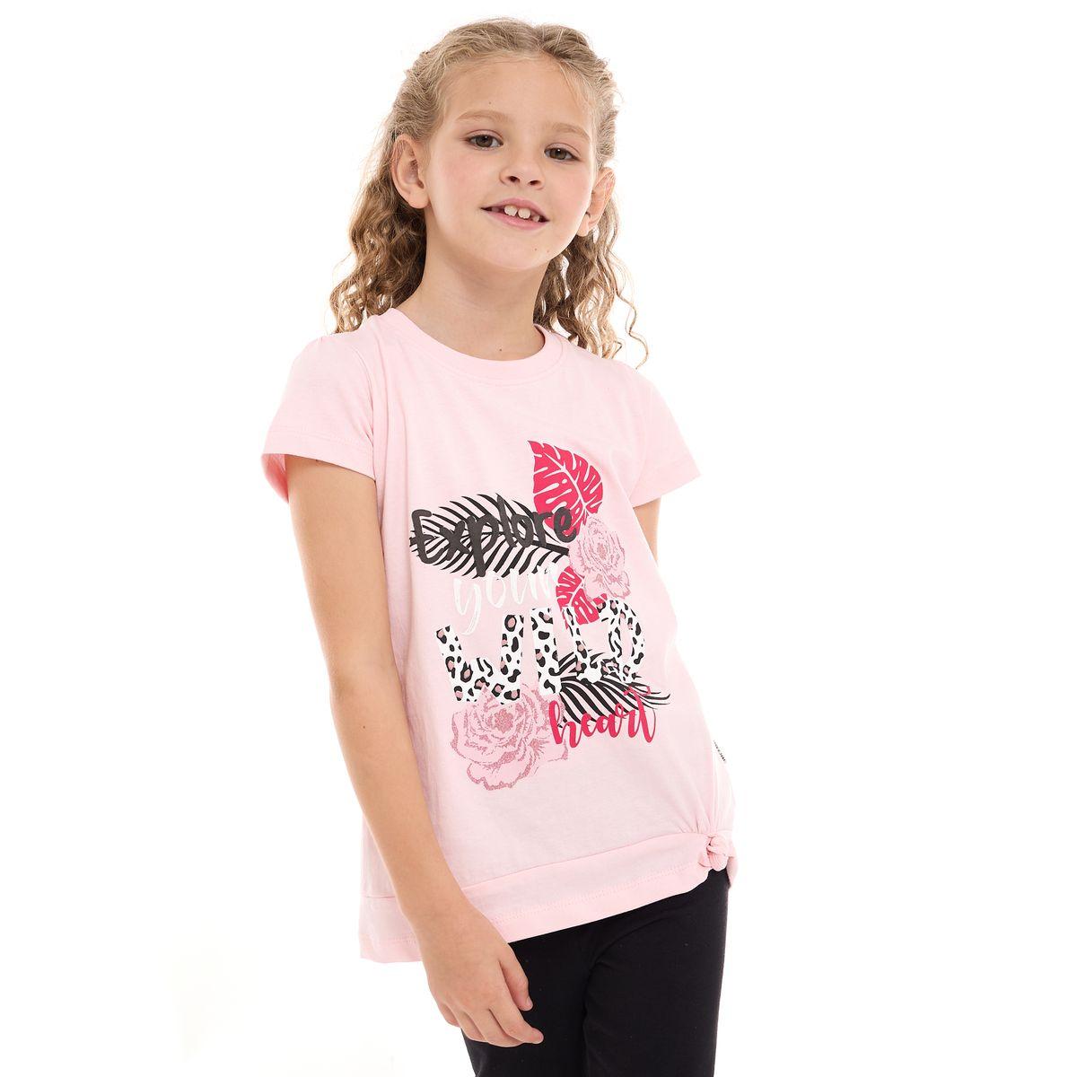 Victor and Jane X Styli  Leaf Print Knot Detail T-Shirt & Leggings Set-girls-clothing-setsandcoords-image-3