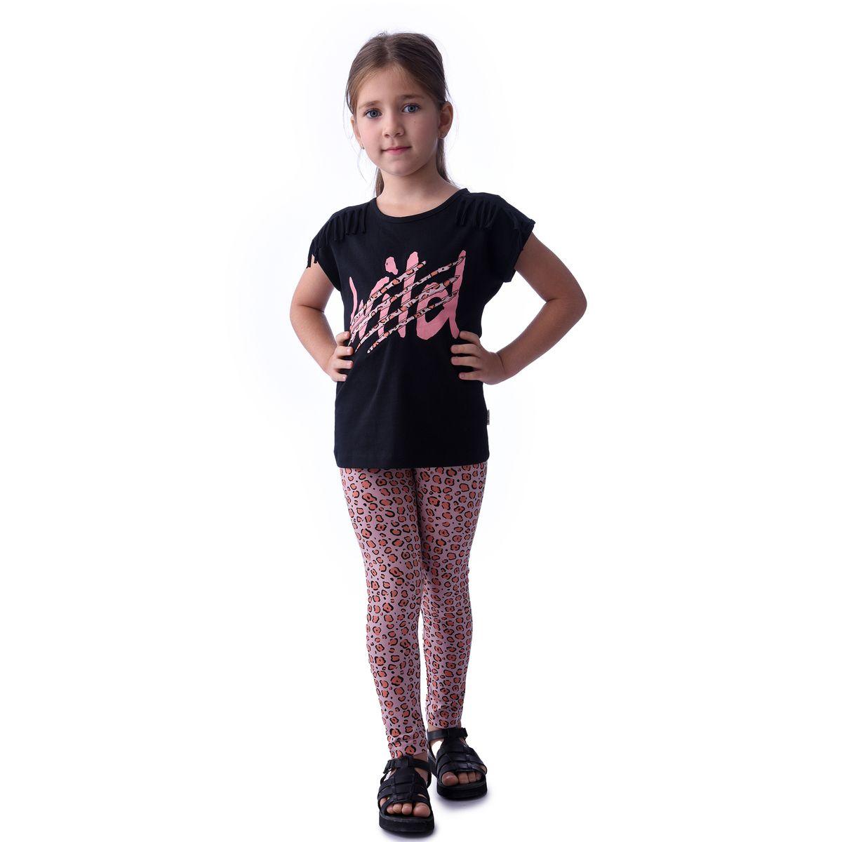 مجموعة من ليقنز بطبعة حيوان مع بلوزة بشراشيب فيكتور آند جين × ستايلي-girls-clothing-setsandcoords-image-1