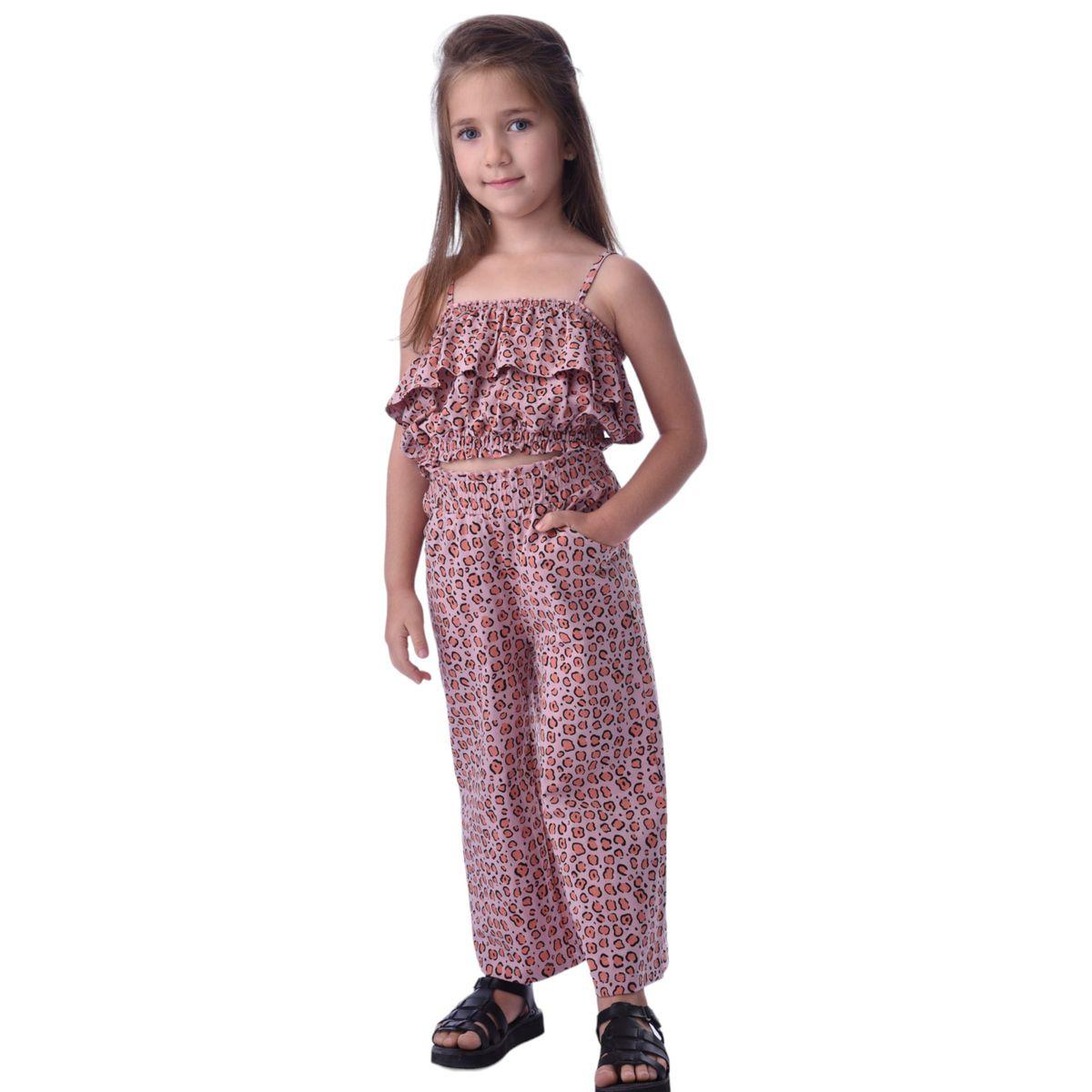 Victor and Jane X Styli  Animal Print Layered Crop Top & Pants Set-girls-clothing-setsandcoords-image-1