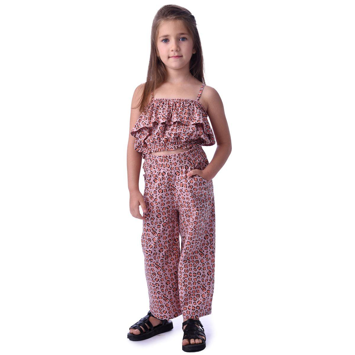 مجموعة من بنطال مع بلوزة قصيرة بطبعة حيوان فيكتور آند جين × ستايلي-girls-clothing-setsandcoords-image-2