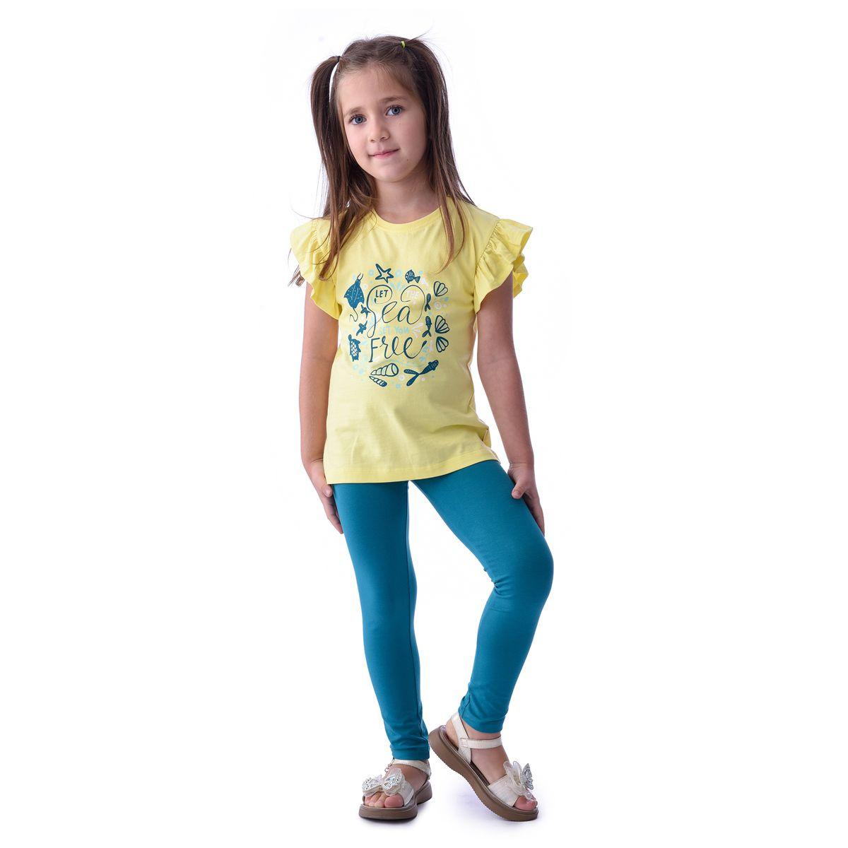 Victor and Jane X Styli  Frill Sleeves Sea Shell Print Top & Leggings Set-girls-clothing-setsandcoords-image-1