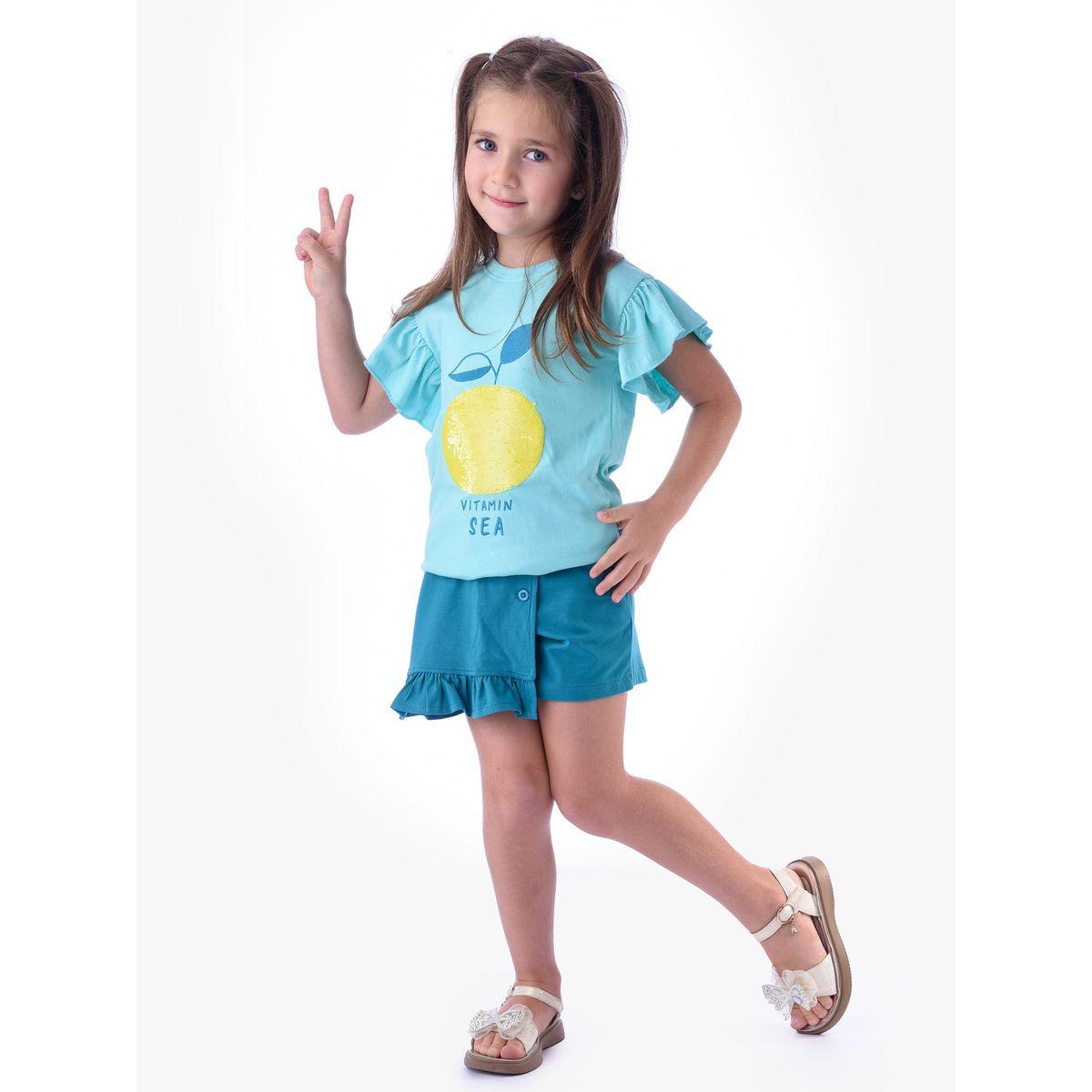 مجموعة من سكورت مع تيشيرت مزين بالترتر فيكتور آند جين × ستايلي-girls-clothing-setsandcoords-image-2