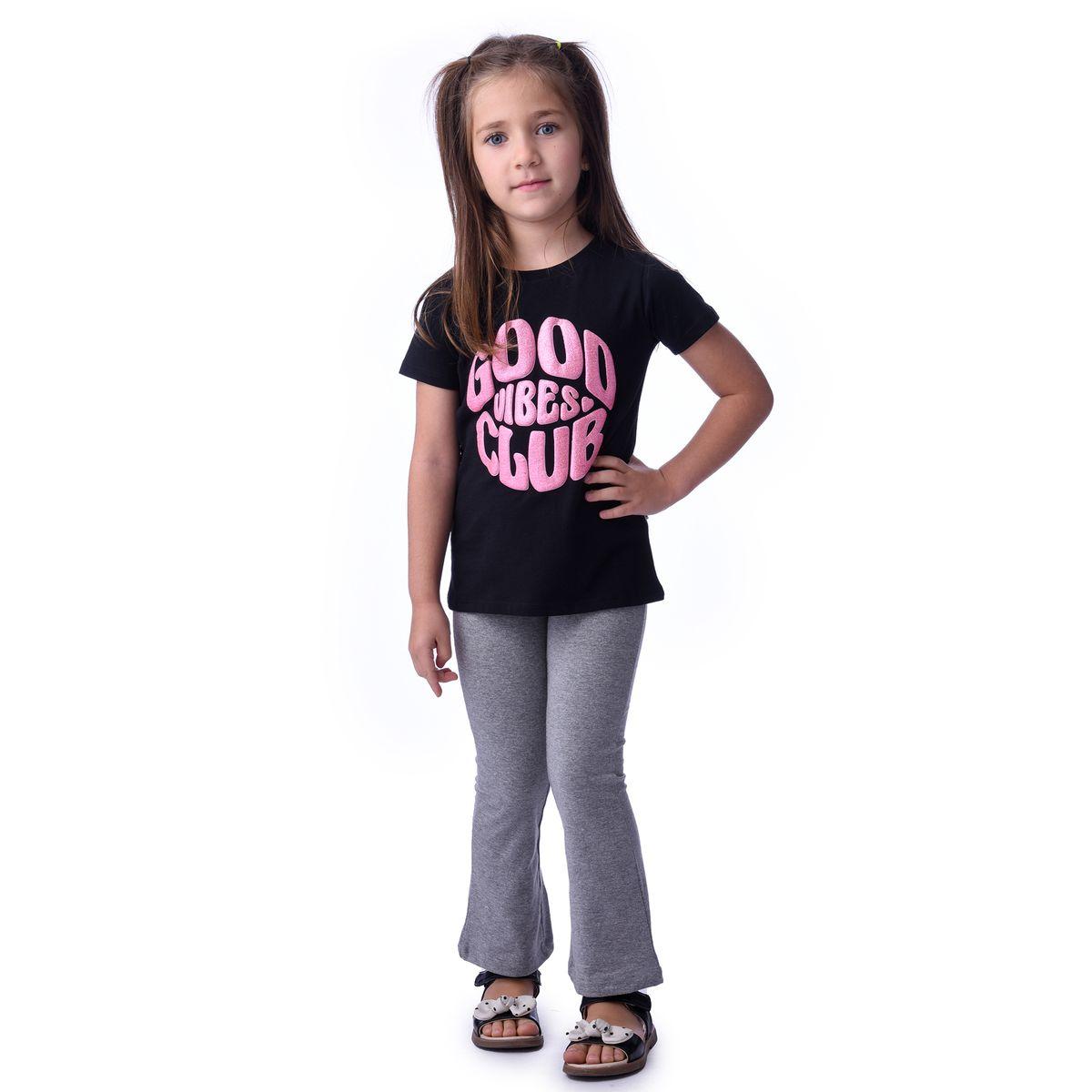 مجموعة من ليقنز مع تيشيرت بطبعة كتابة منفوخة فيكتور آند جين × ستايلي-girls-clothing-setsandcoords-image-1