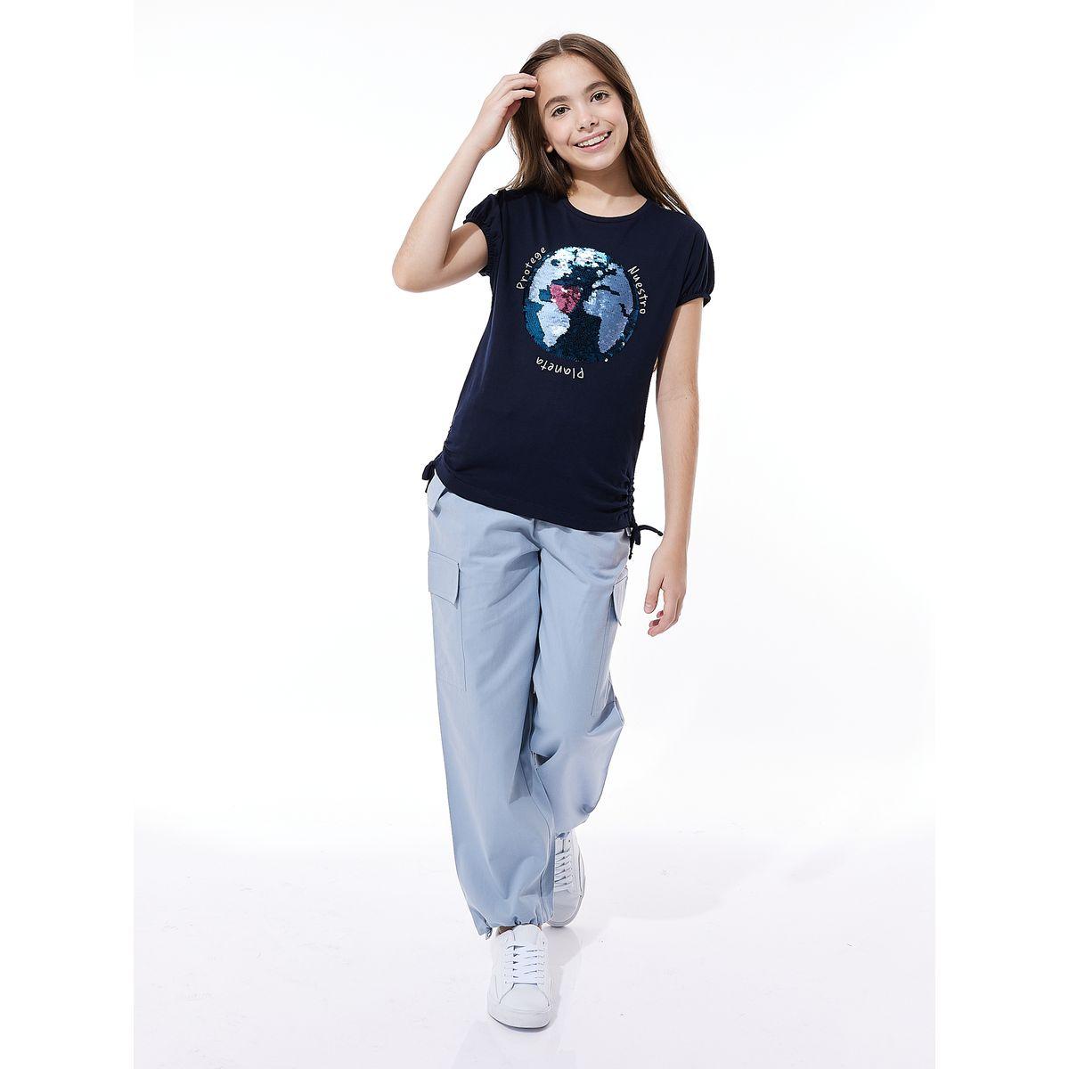Victor and Jane X Styli  Sequined Ruched T-Shirt & Cargo Pants Set-girls-clothing-setsandcoords-image-1