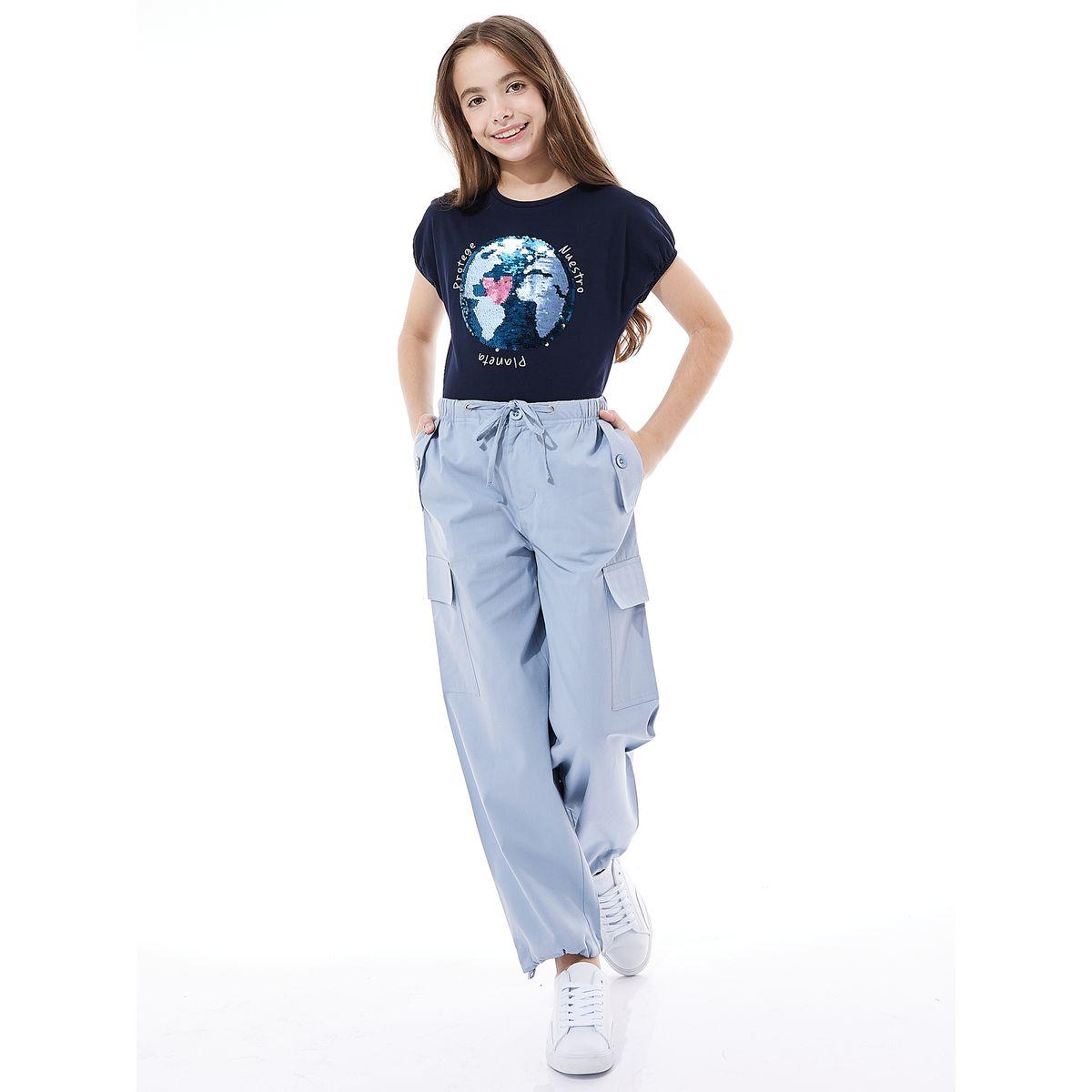 مجموعة من بنطال كارجو مع تيشيرت مزين بالترتر فيكتور آند جين × ستايلي-girls-clothing-setsandcoords-image-7