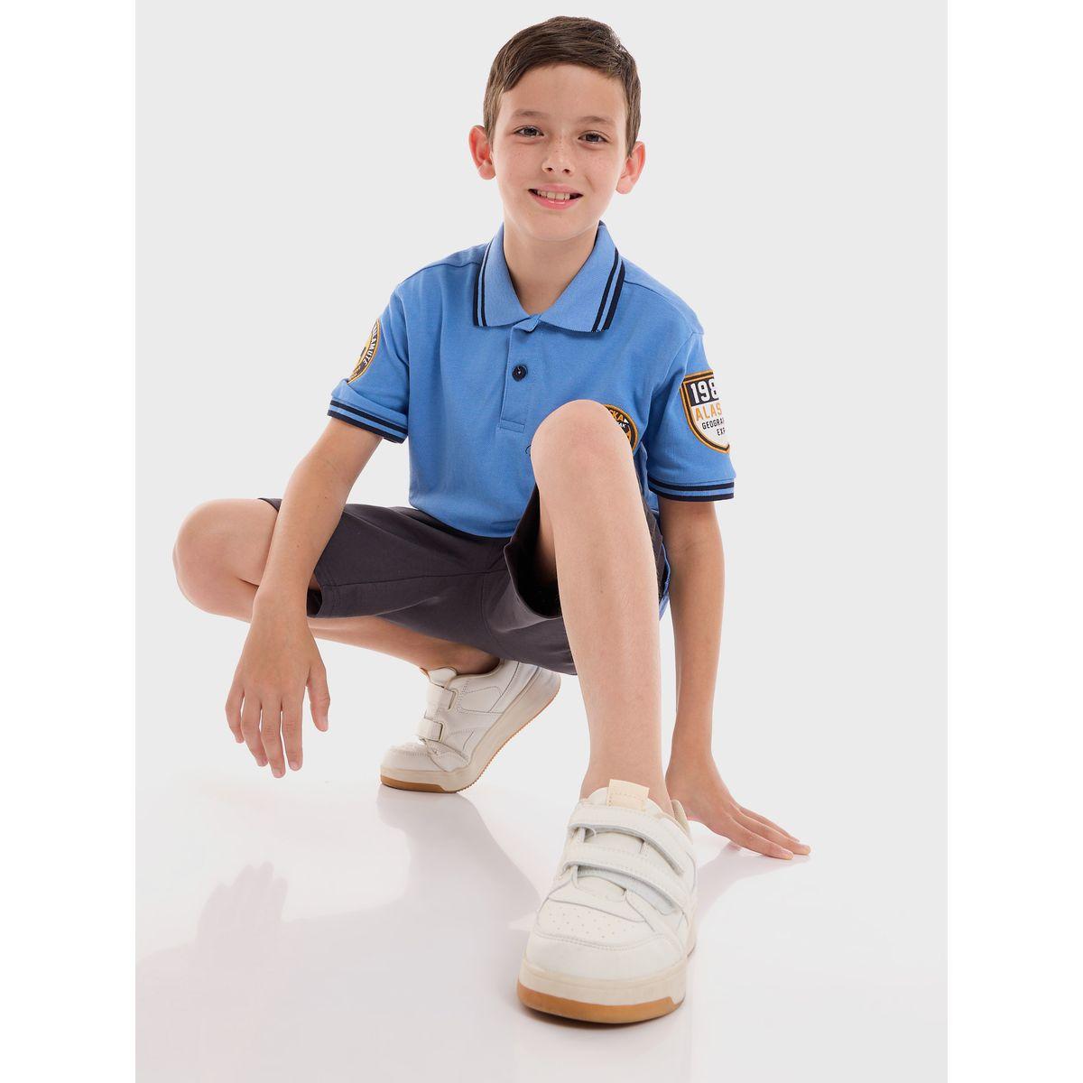 Victor and Jane X Styli  Embroidered Patch Polo T-Shirt & Shorts Set-boys-clothing-setsandcoords-image-5