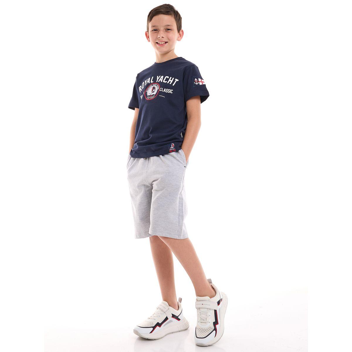 مجموعة من شورت مع تيشيرت بتفاصيل مُطرّزة فيكتور آند جين × ستايلي-boys-clothing-setsandcoords-image-1