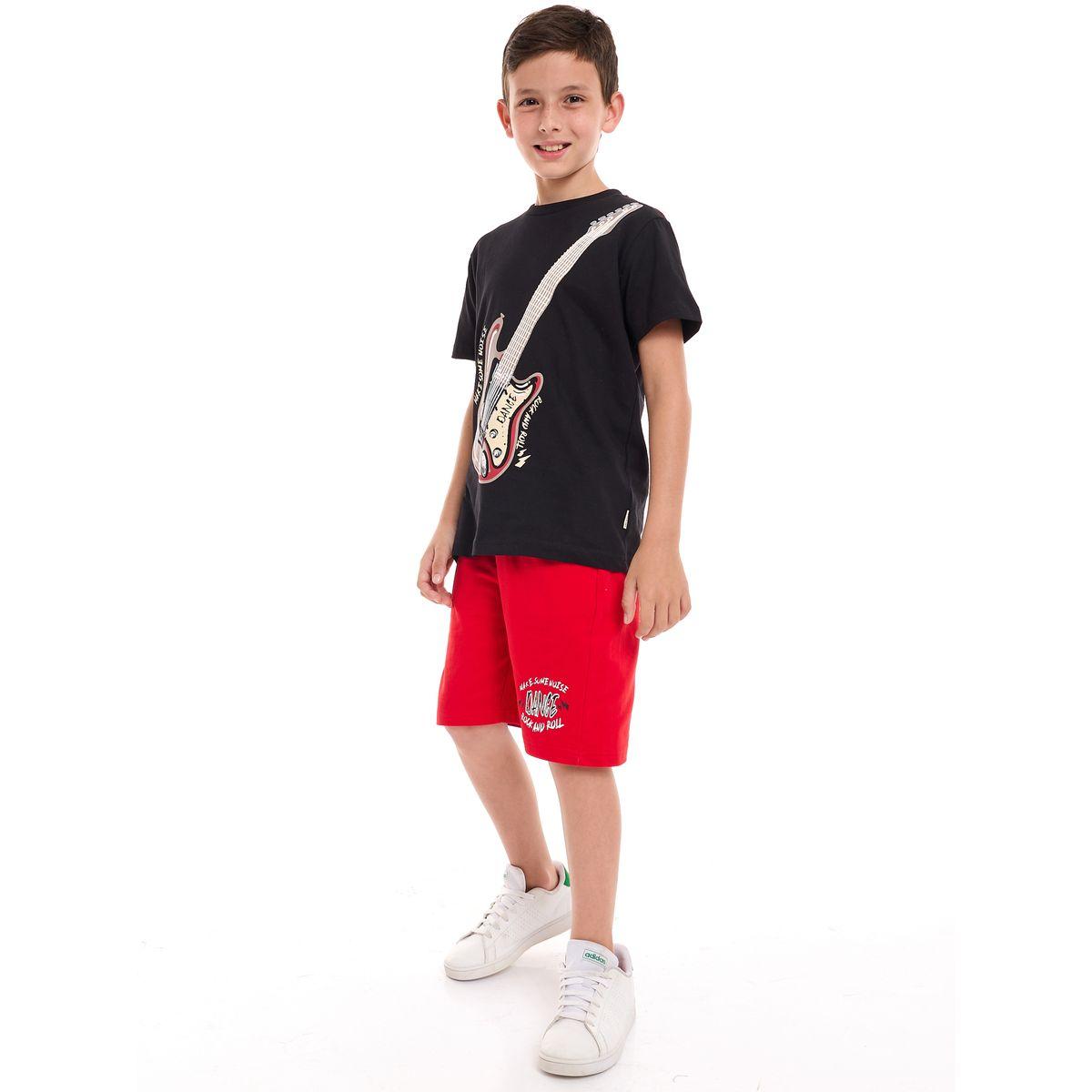 مجموعة من شورت مع تيشيرت بطبعة جرافيك فيكتور آند جين × ستايلي-boys-clothing-setsandcoords-image-1