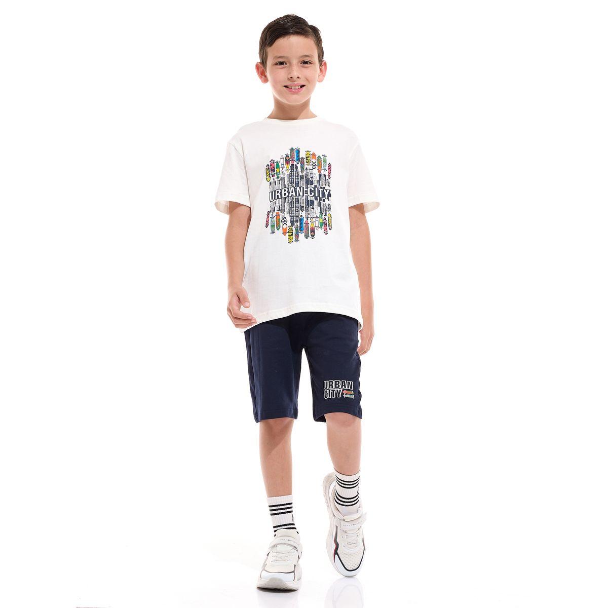 Victor and Jane X Styli  Urban City Graphic T-Shirt & Shorts Set-boys-clothing-setsandcoords-image-1