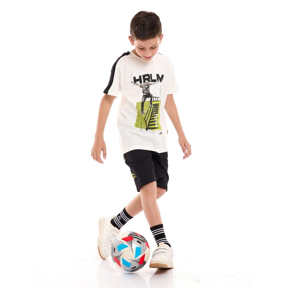 مجموعة من شورت مع تيشيرت بطبعة جرافيك فيكتور آند جين × ستايلي-boys-clothing-setsandcoords-image-5