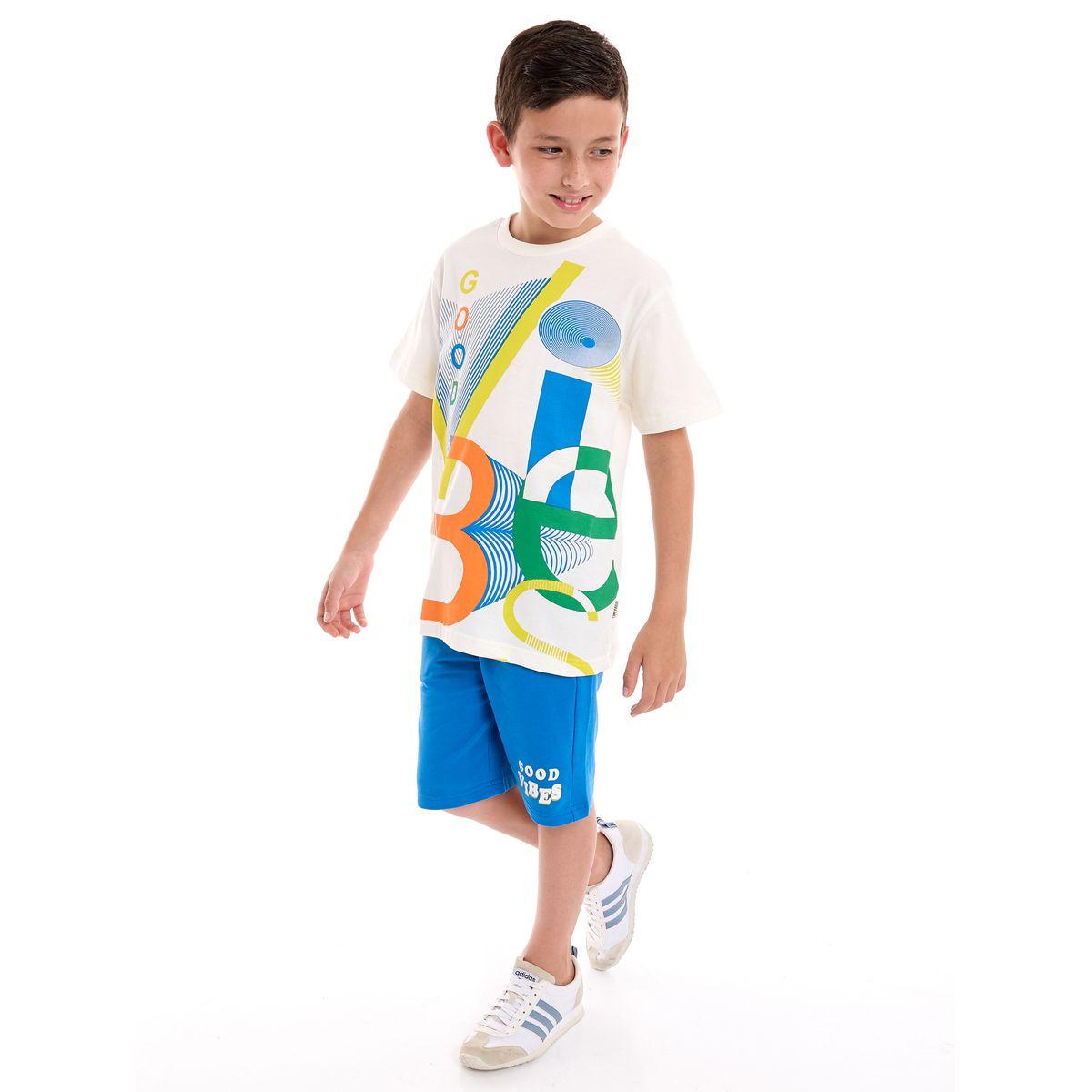 مجموعة من شورت مع تيشيرت بطبعة جرافيك فيكتور آند جين × ستايلي-boys-clothing-setsandcoords-image-1