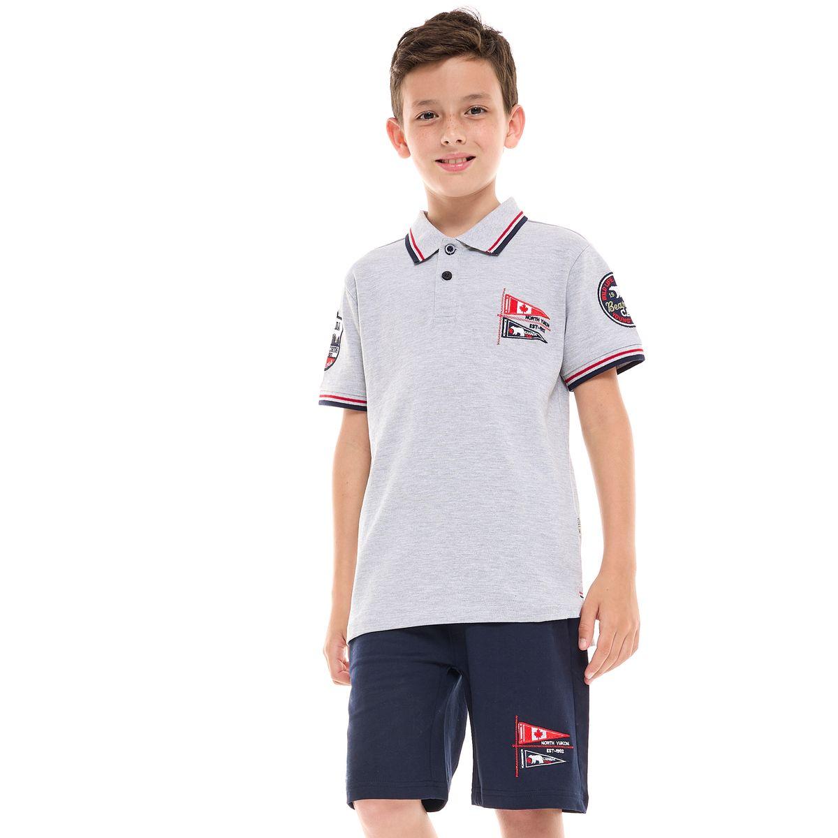 مجموعة من شورت مع تيشيرت بياقة بولو وتفاصيل مُطرّزة فيكتور آند جين × ستايلي-boys-clothing-setsandcoords-image-1