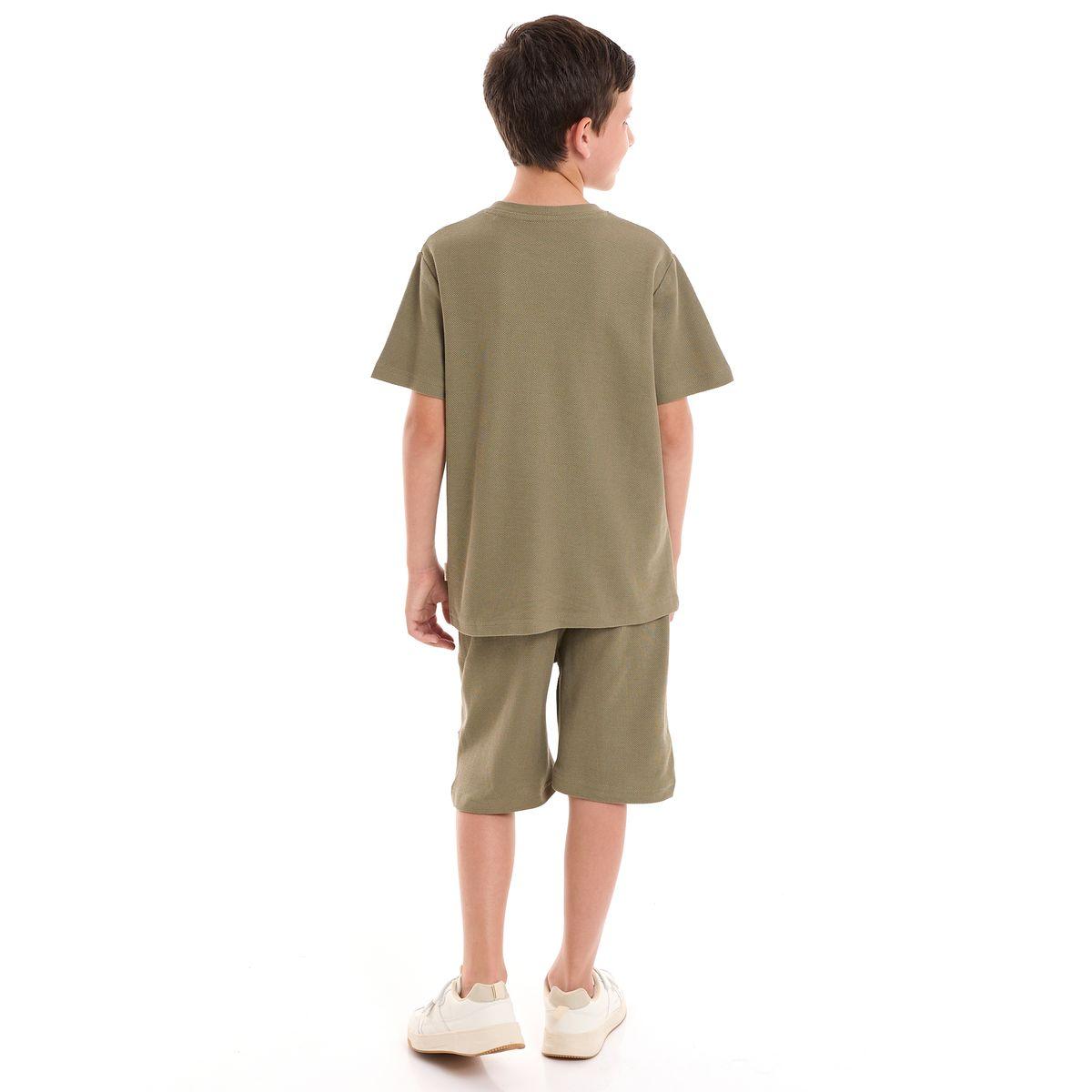 Victor and Jane X Styli  Textured Knit Patch Detail Longline T-Shirt & Shorts Set-boys-clothing-setsandcoords-image-2