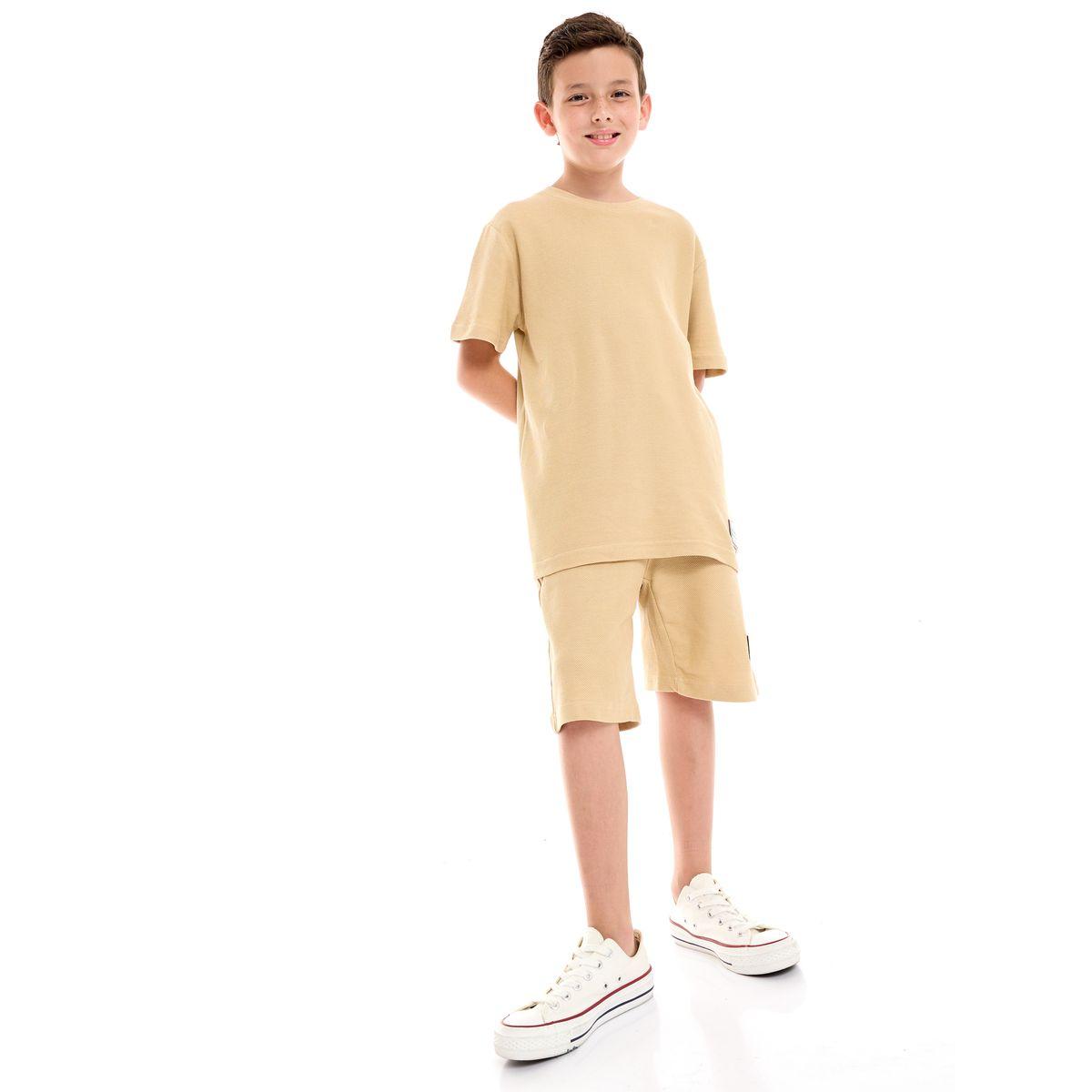 Victor and Jane X Styli  Textured Knit Patch Detail Longline T-Shirt & Shorts Set-boys-clothing-setsandcoords-image-5
