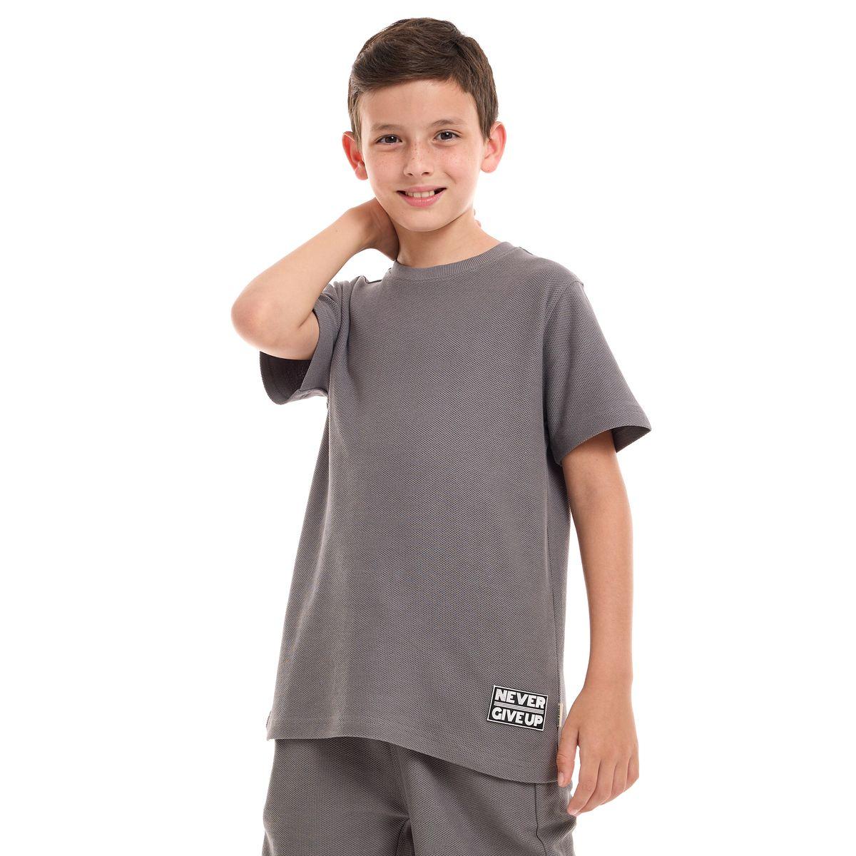 Victor and Jane X Styli  Textured Knit Patch Detail Longline T-Shirt & Shorts Set-boys-clothing-setsandcoords-image-3