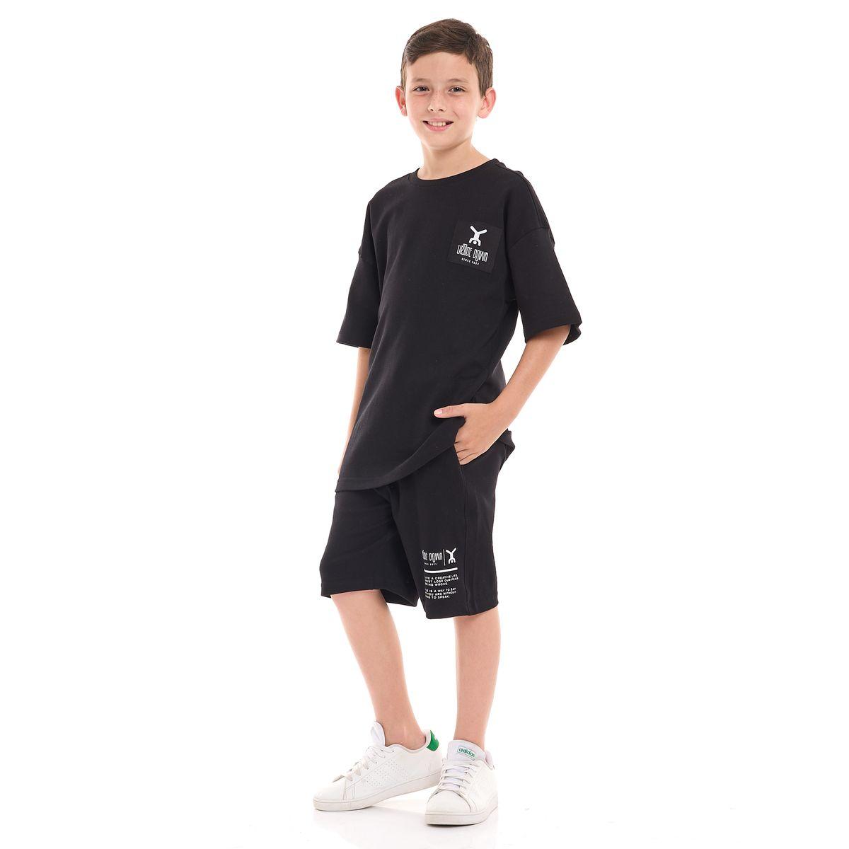 Victor and Jane X Styli  Dropped Shoulder Oversized T-Shirt & Shorts Set-boys-clothing-setsandcoords-image-1