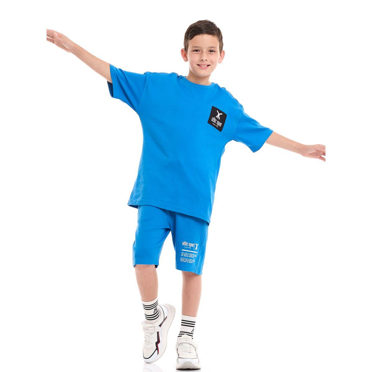 مجموعة من شورت مع تيشيرت فضفاض باكتاف منخفضة فيكتور آند جين × ستايلي-boys-clothing-setsandcoords-image-5