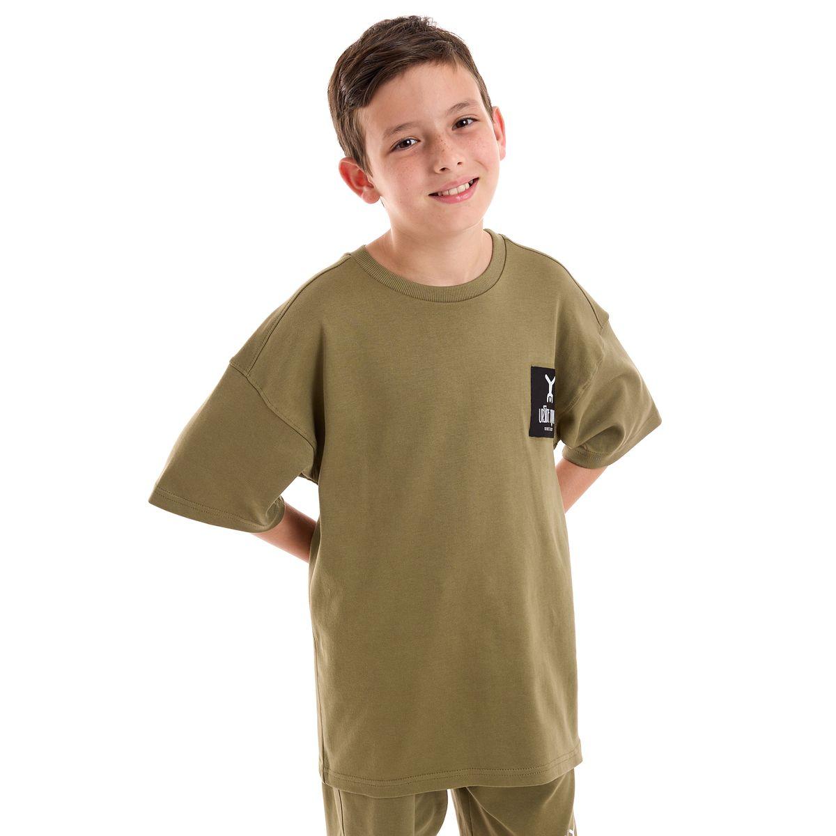 مجموعة من شورت مع تيشيرت فضفاض باكتاف منخفضة فيكتور آند جين × ستايلي-boys-clothing-setsandcoords-image-3