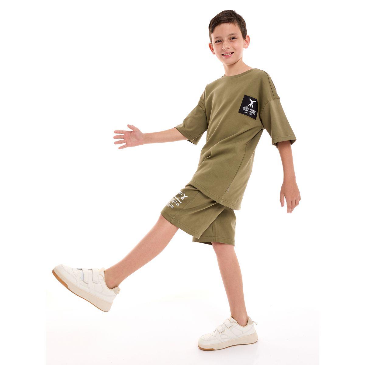 مجموعة من شورت مع تيشيرت فضفاض باكتاف منخفضة فيكتور آند جين × ستايلي-boys-clothing-setsandcoords-image-5