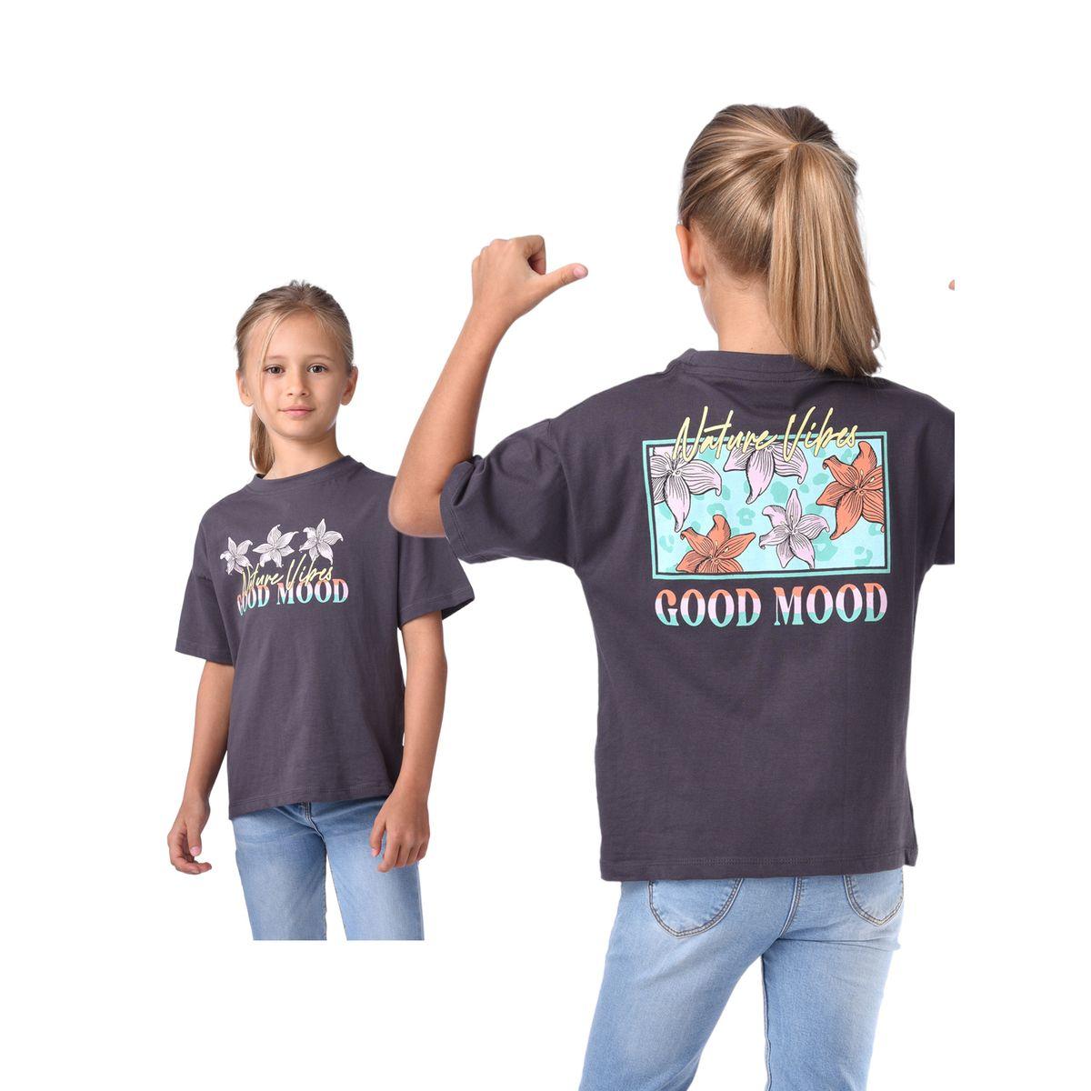 تيشيرت مطبع بطبعة جرافيك مع اكتاف مكشوفة فيكتور آند جين × ستايلي-girls-clothing-tshirts-image-1