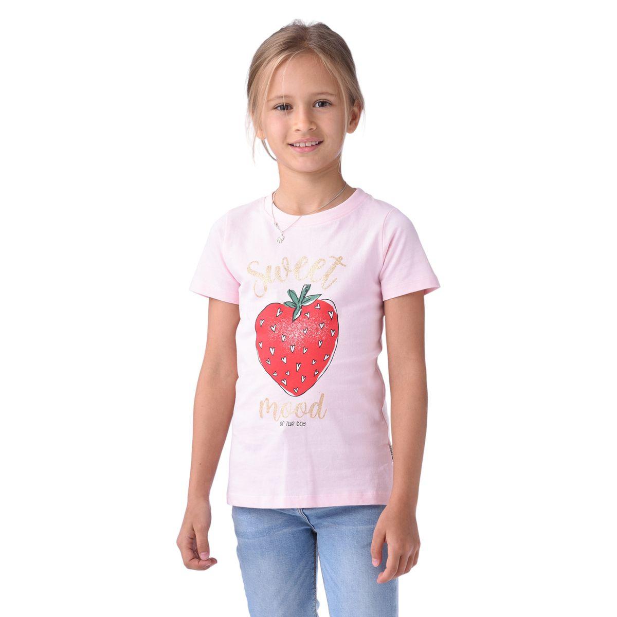 تيشيرت مطبع بطبعة فراولة مع اكمام قصيرة فيكتور آند جين × ستايلي-girls-clothing-tshirts-image-1
