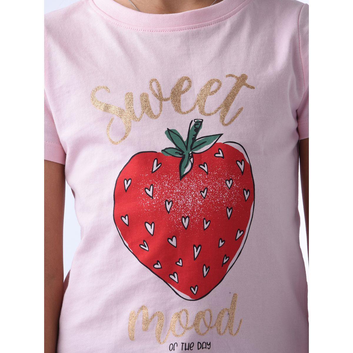 تيشيرت مطبع بطبعة فراولة مع اكمام قصيرة فيكتور آند جين × ستايلي-girls-clothing-tshirts-image-5