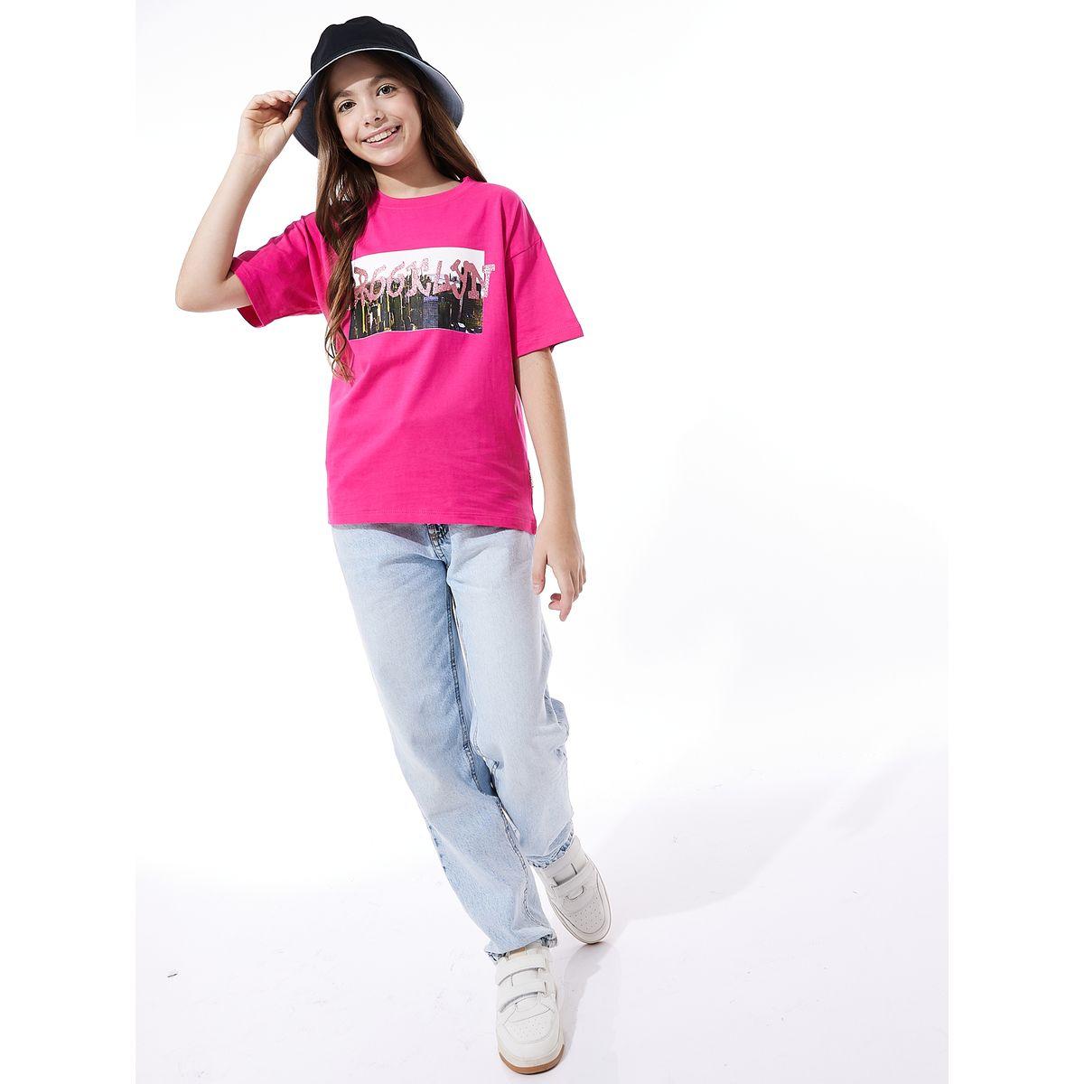 تيشيرت مطبع بطبعة جرافيك مع اكتاف مكشوفة فيكتور آند جين × ستايلي-girls-clothing-tshirts-image-4