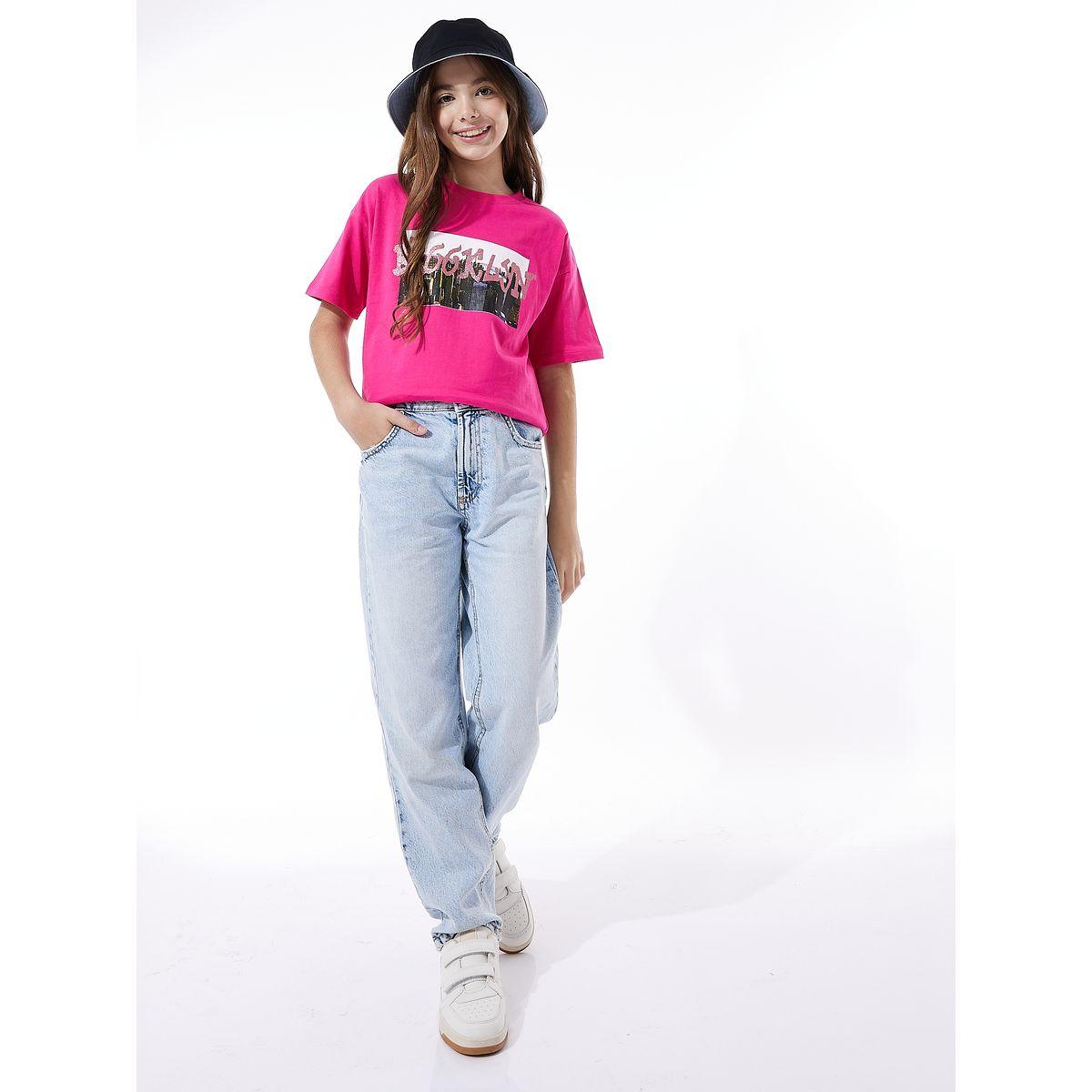تيشيرت مطبع بطبعة جرافيك مع اكتاف مكشوفة فيكتور آند جين × ستايلي-girls-clothing-tshirts-image-7