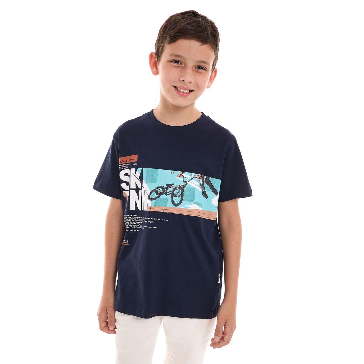 تيشيرت مطبع بطبعة جرافيك مع قصة عادية فيكتور آند جين × ستايلي-boys-clothing-tshirtsandpolos-image-1