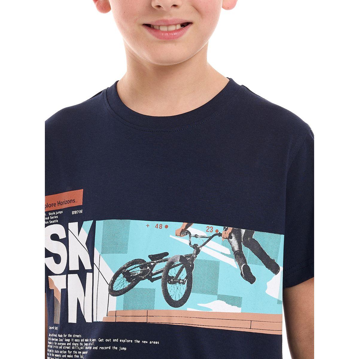 تيشيرت مطبع بطبعة جرافيك مع قصة عادية فيكتور آند جين × ستايلي-boys-clothing-tshirtsandpolos-image-5