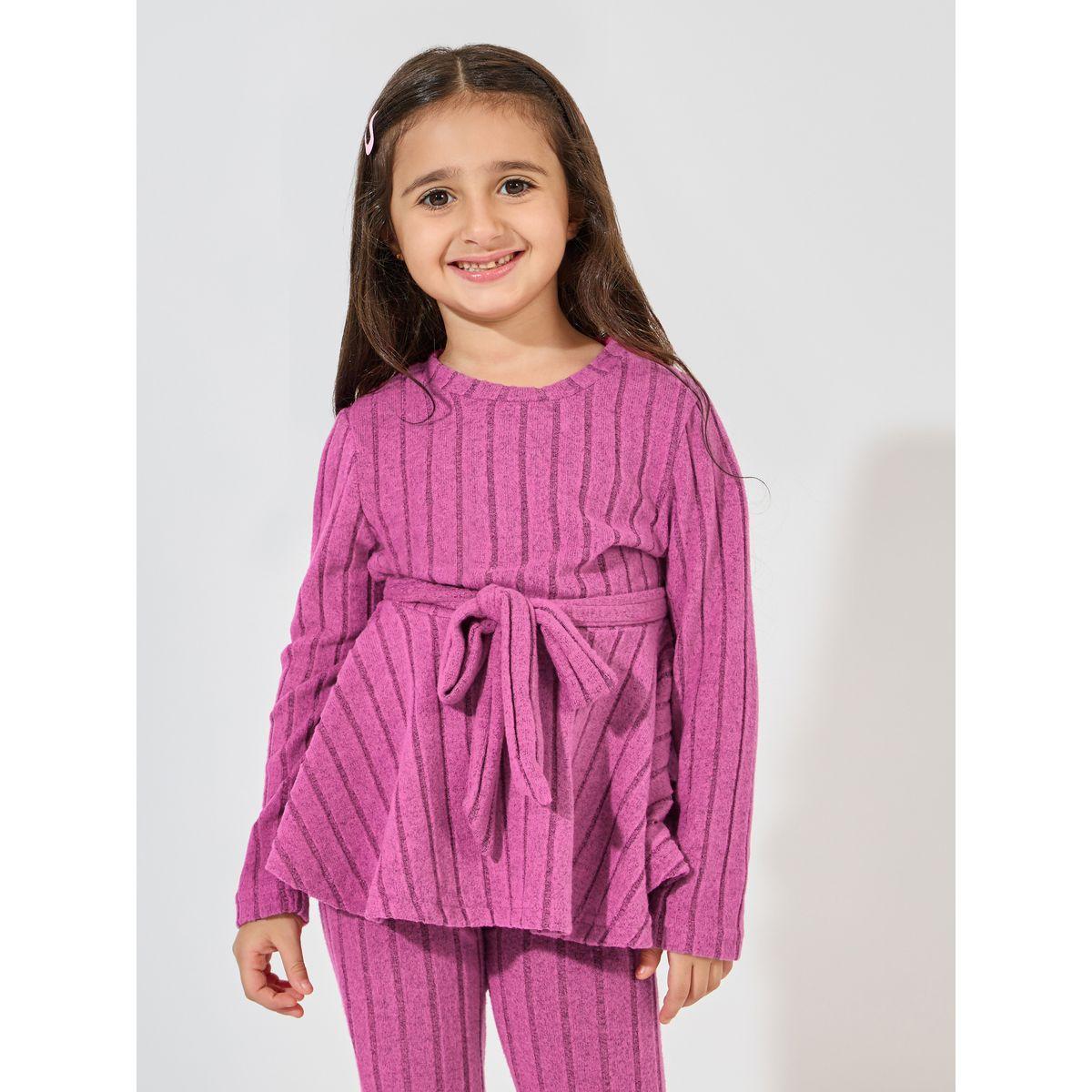 مجموعة من ليقنز مع بلوزة محبوكة بحافة كشكش-girls-clothing-setsandcoords-image-2