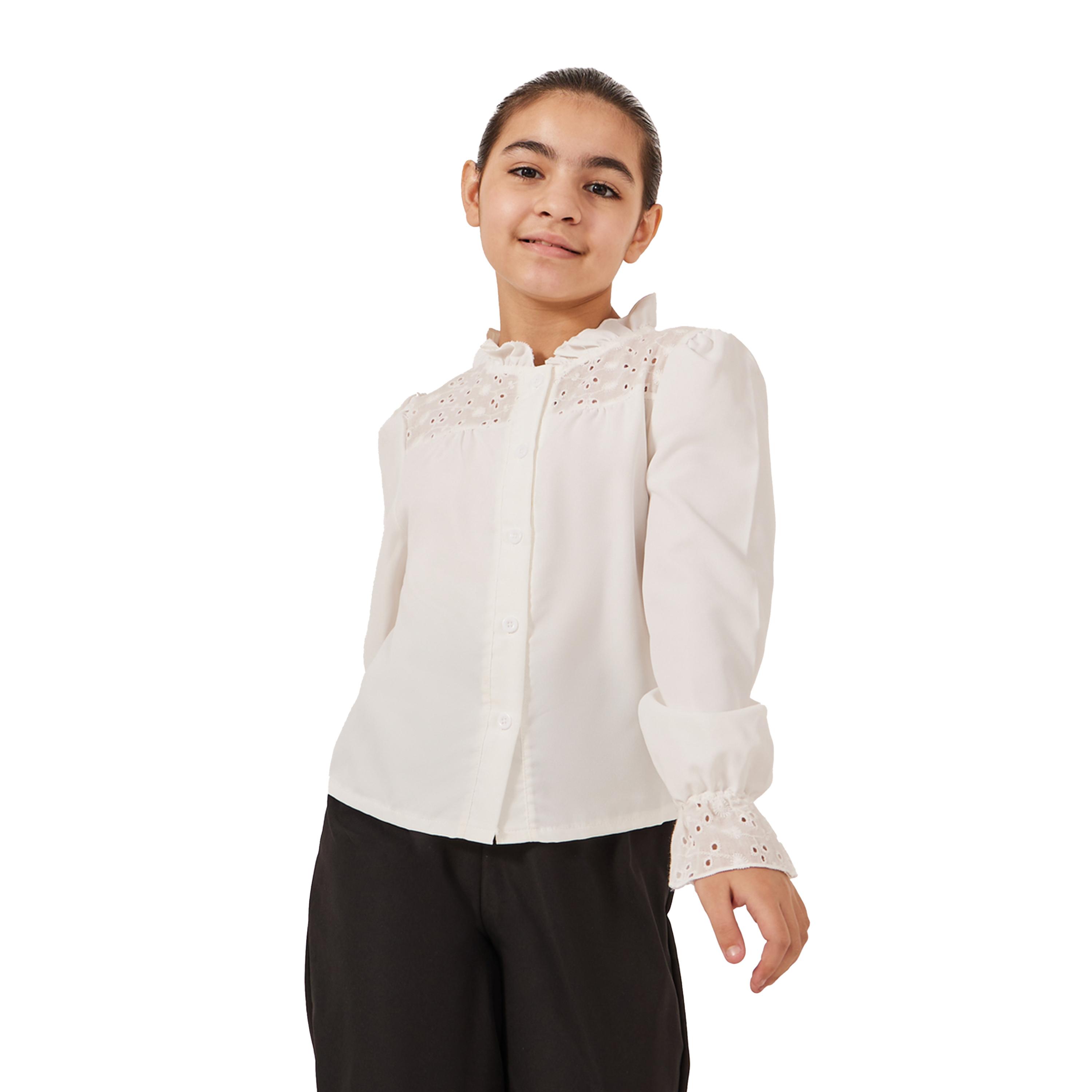 Styli Schiffli Detail Buttoned Top and Wide Leg Pants Set-girls-clothing-setsandcoords-image-2