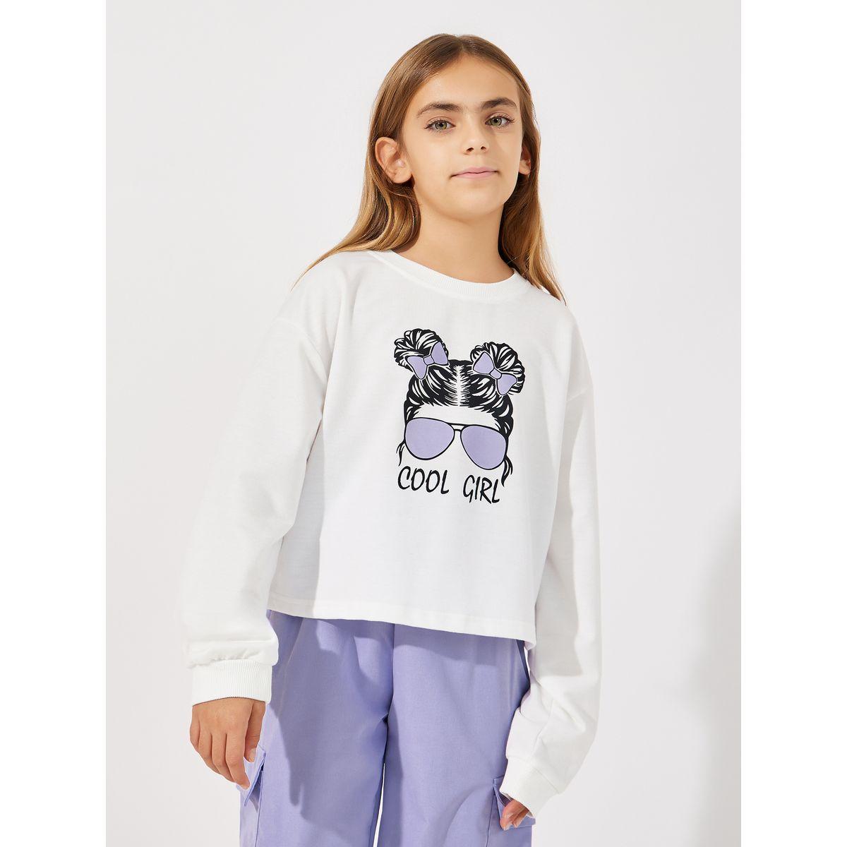 مجموعة من بنطال كارجو مع سويت شيرت بطبعة جرافيك-girls-clothing-setsandcoords-image-2