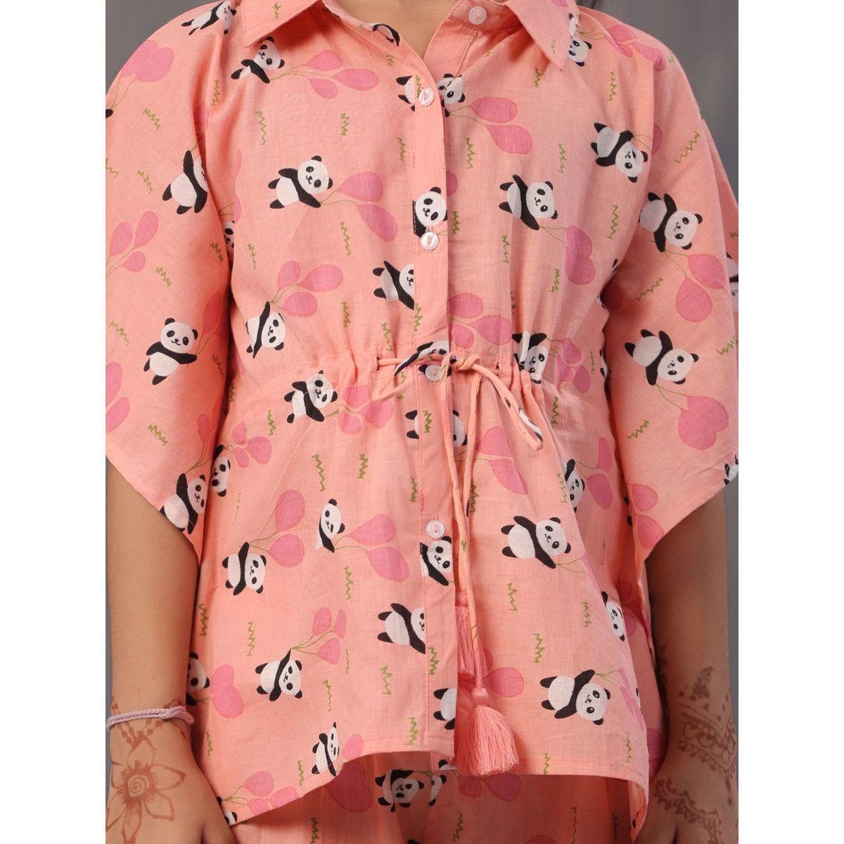 Sanskrutihomes X Styli  Panda Print Collared Kaftan & Pyjama Set-girls-clothing-nightwear-image-7