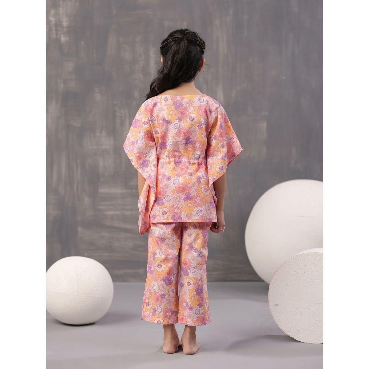 Sanskrutihomes X Styli  Floral Print Kaftan & Pyjama Set-girls-clothing-nightwear-image-5
